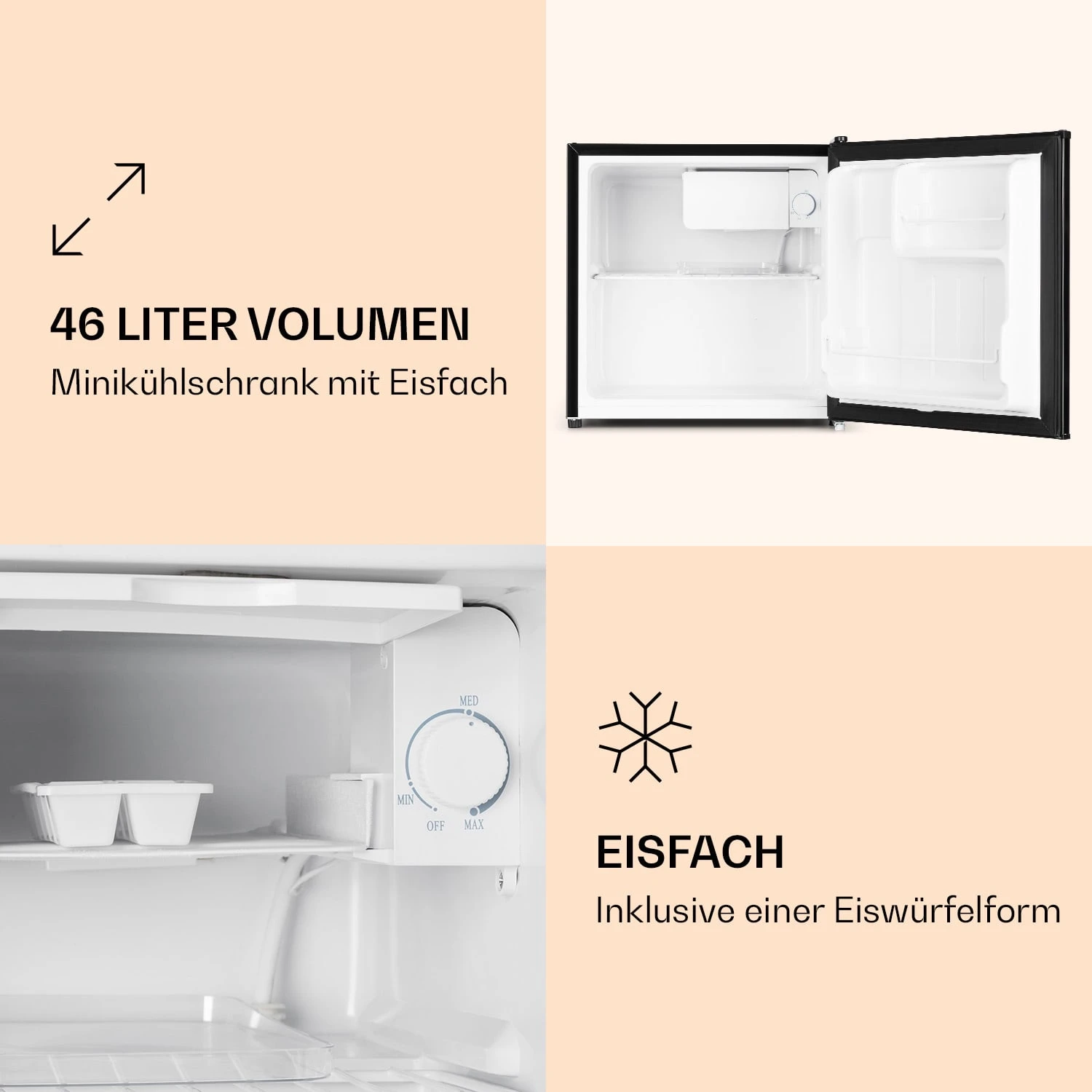 KS50-A Mini-Kühlschrank 46 Liter Mit Eisfach 41 DB 2 KS50-A Mini-Kühlschrank 46 Liter Mit Eisfach 41 DB – Bild 2