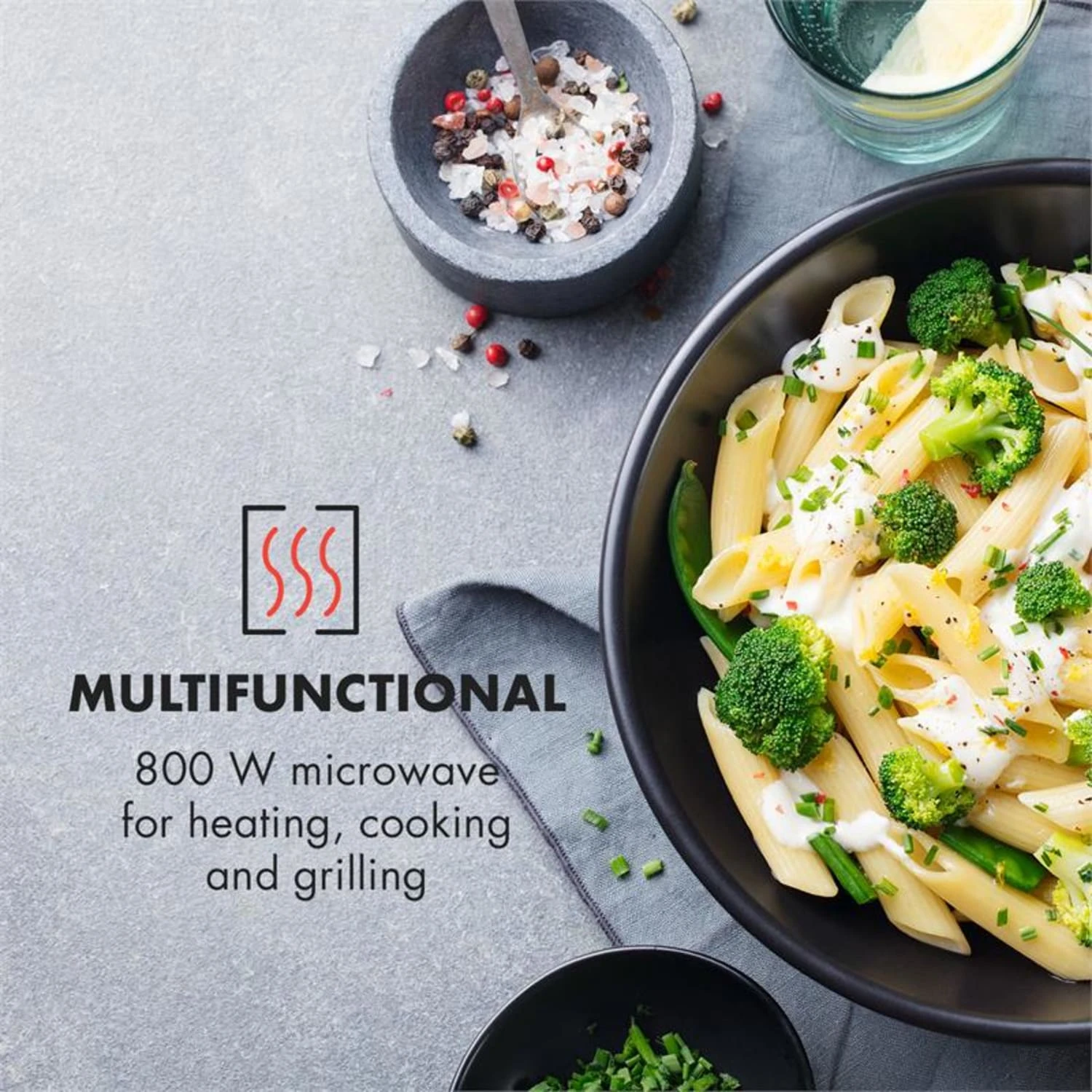 Fine Dinesty 2in1-Mikrowellen-Ofen Retro 23L 1000W 12 Programme Rot 4 Fine Dinesty 2in1-Mikrowellen-Ofen Retro 23L 1000W 12 Programme Rot – Bild 4