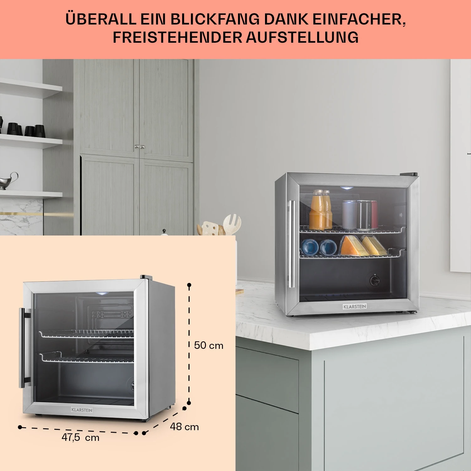 Beersafe L Kühlschrank 47 Liter 2 Böden Panoramaglastür Edelstahl 6 Beersafe L Kühlschrank 47 Liter 2 Böden Panoramaglastür Edelstahl – Bild 6