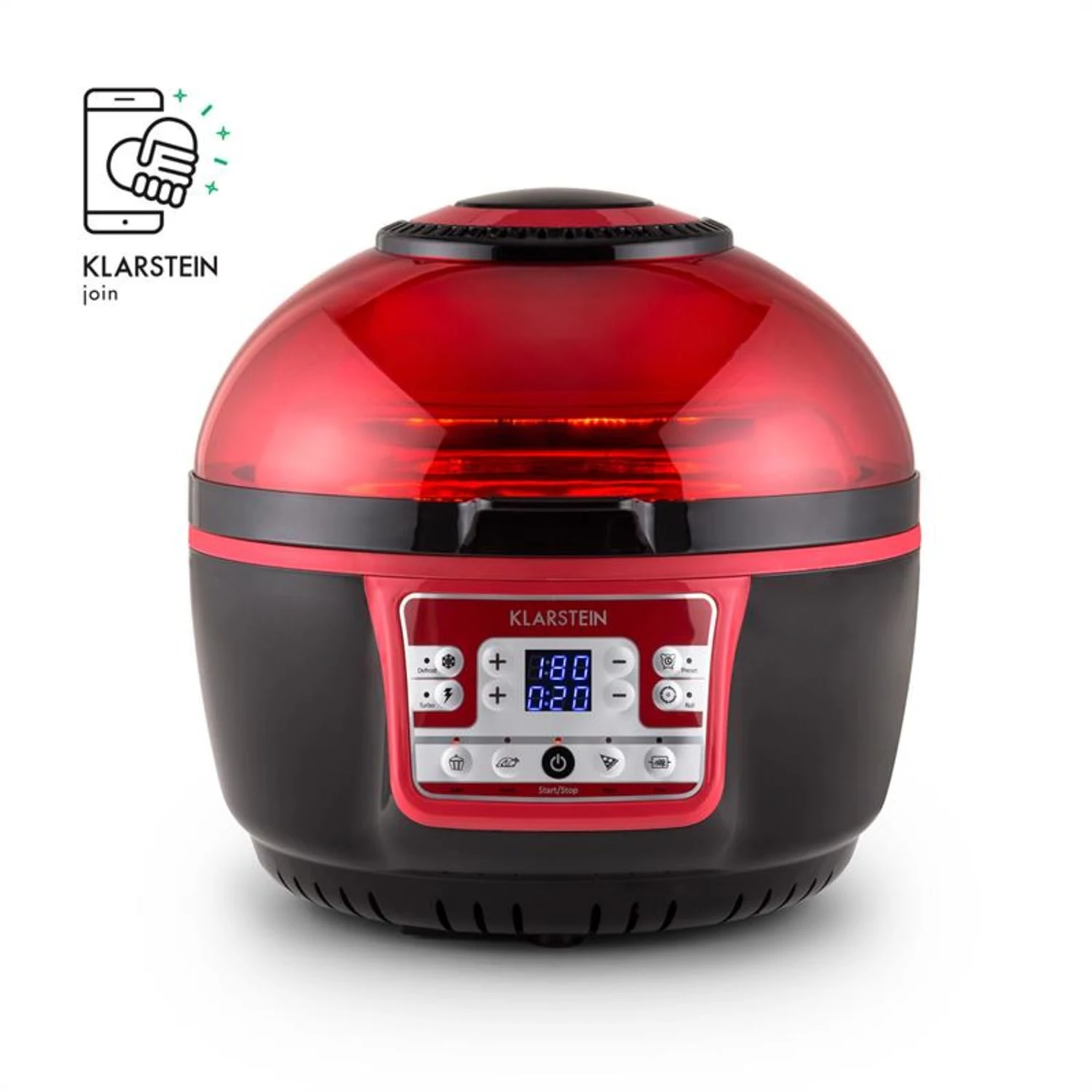 VitAir Turbo Heißluftfritteuse Rot-schwarz 1400W Grillen Backen 9l 4 VitAir Turbo Heißluftfritteuse Rot-schwarz 1400W Grillen Backen 9l – Bild 4