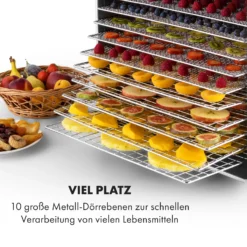 Fruit Jerky Steel 10 Dörrautomat 10 Etagen 1000 W Fläche: 1,5 M² Timer 11 Fruit Jerky Steel 10 Dörrautomat 10 Etagen 1000 W Fläche: 1,5 M² Timer -Haushaltsgerätegeschäft 10028437 de 0004 logo