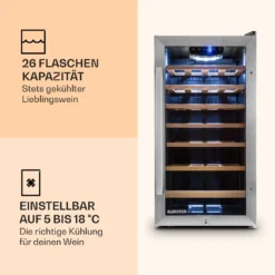 Vinamour 26 Uno Weinkühlschrank 26 Flaschen 88 Liter Edelstahl LED 9 Vinamour 26 Uno Weinkühlschrank 26 Flaschen 88 Liter Edelstahl LED -Haushaltsgerätegeschäft 10028491 de 0003 logo