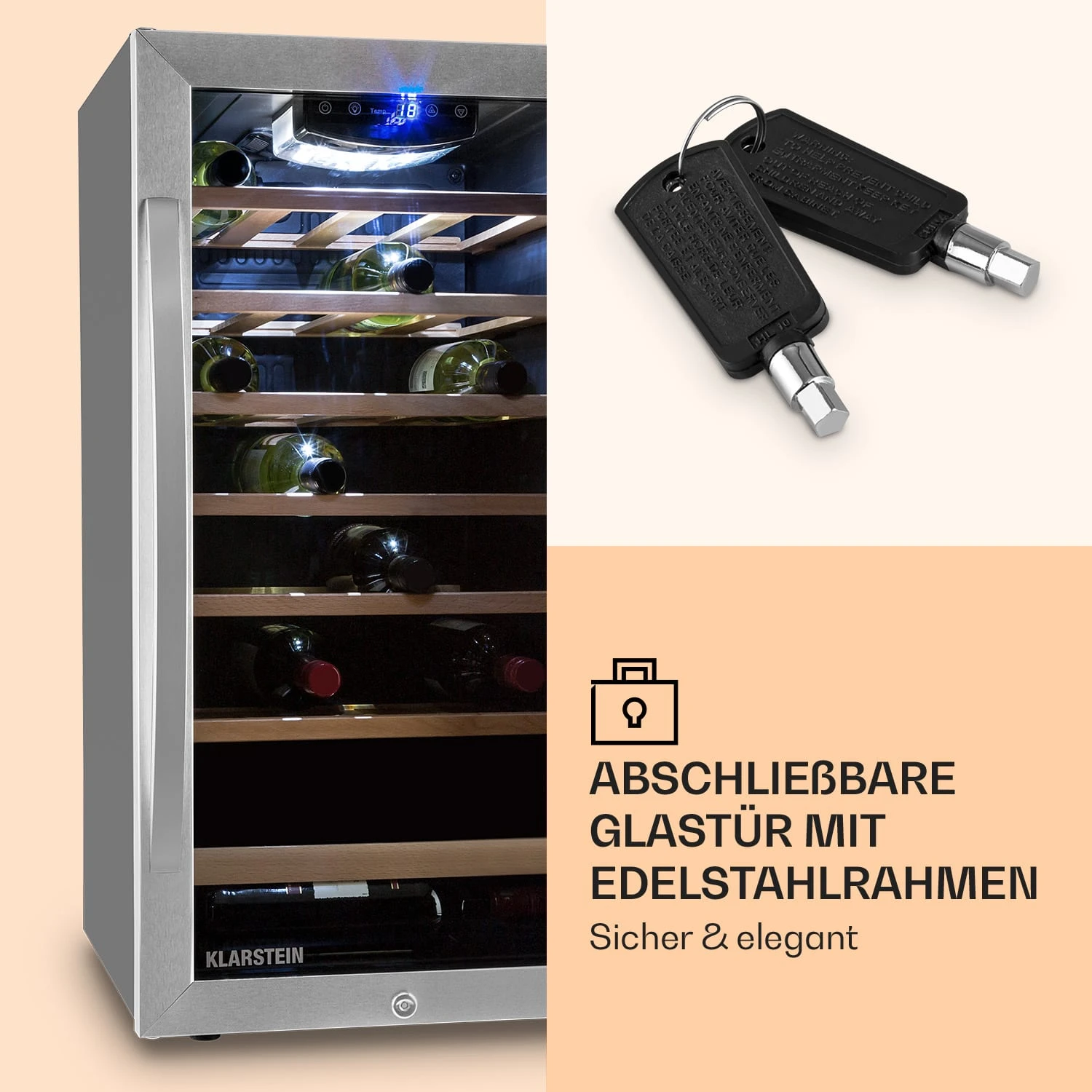 Vinamour 26 Uno Weinkühlschrank 26 Flaschen 88 Liter Edelstahl LED 4 Vinamour 26 Uno Weinkühlschrank 26 Flaschen 88 Liter Edelstahl LED – Bild 4