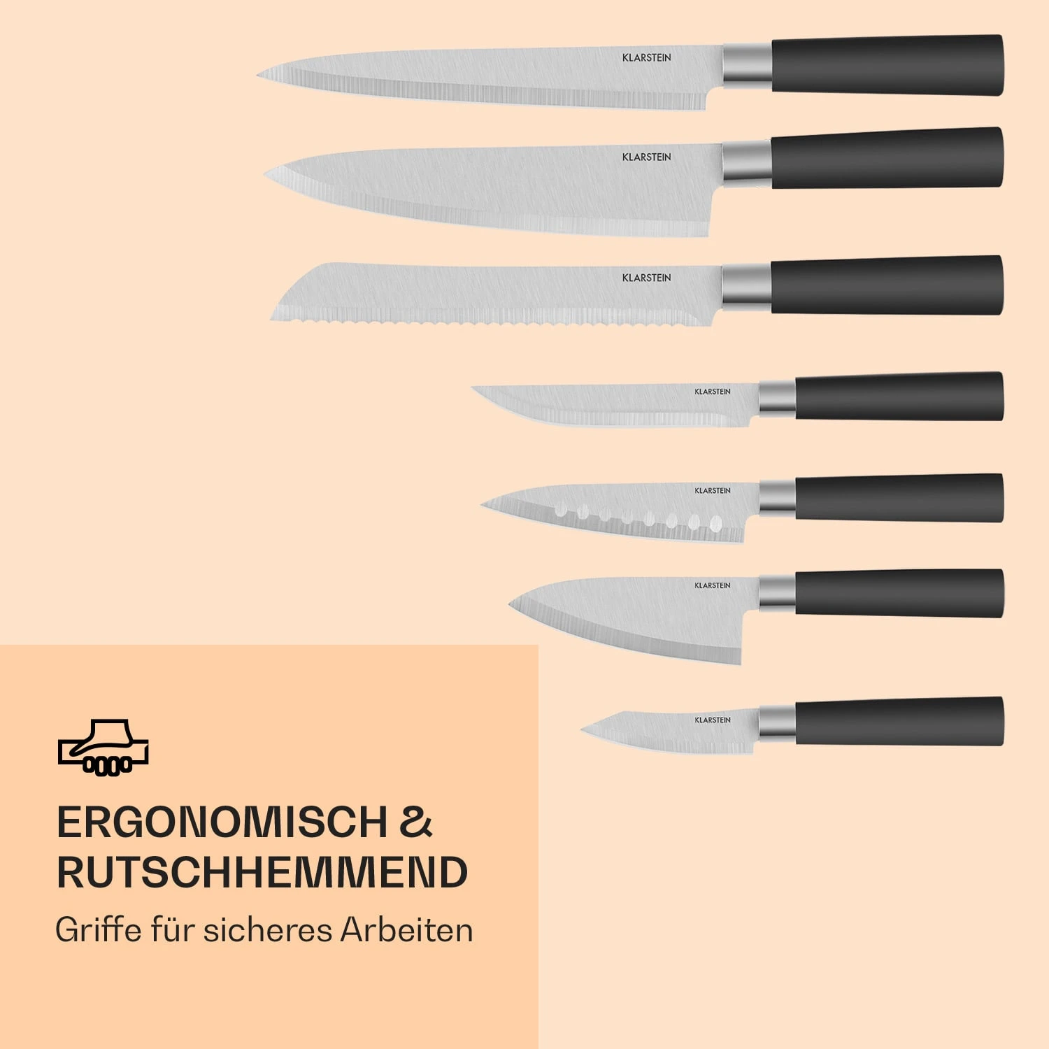 Kitano 8tlg. Messer-Set Mit Block 7 Messer Stahl Edler Holzblock 6 Kitano 8tlg. Messer-Set Mit Block 7 Messer Stahl Edler Holzblock – Bild 6