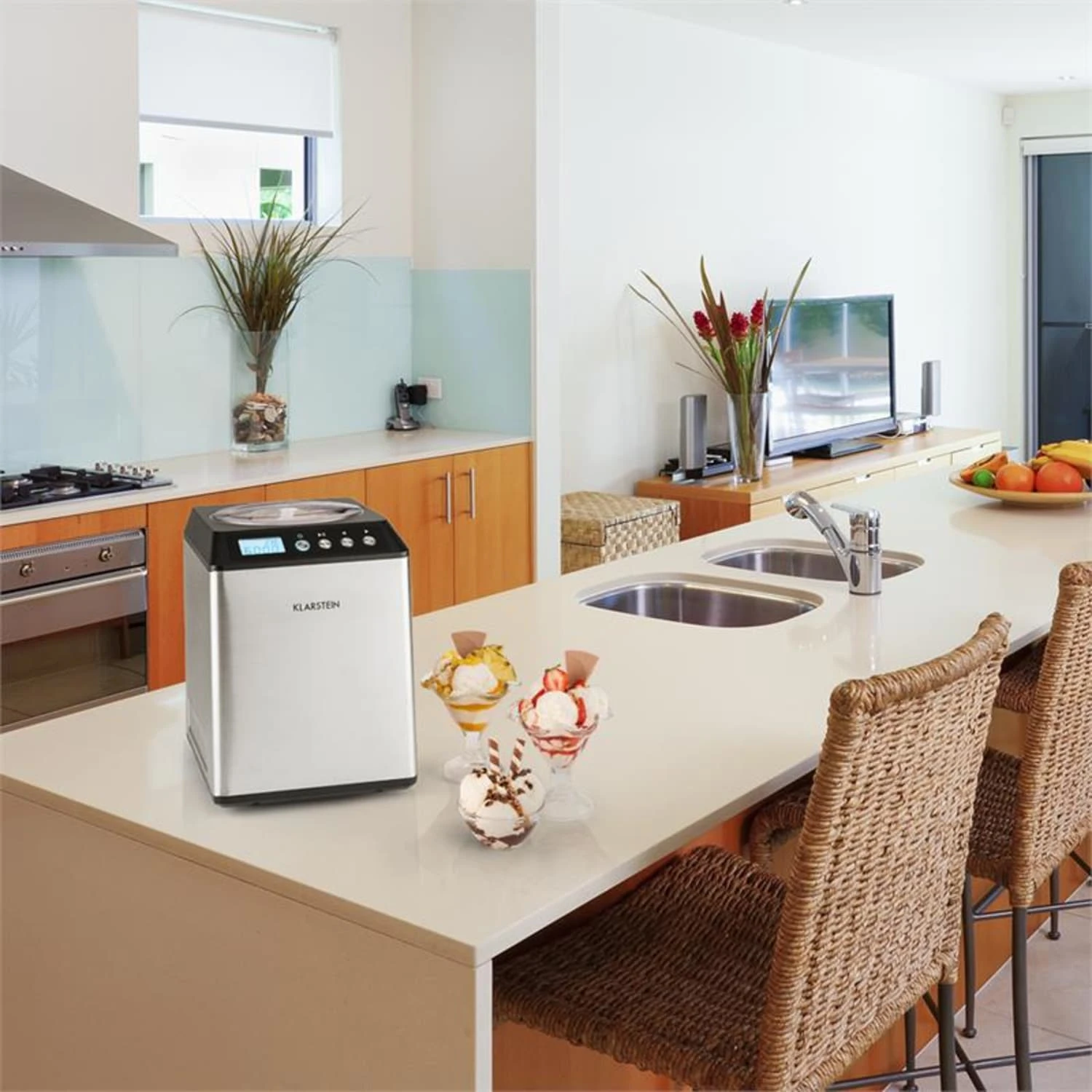 Vanilly Sky Family Eiscremebereiter Frozen Yoghurt 250W 2,5l Silber 2 Vanilly Sky Family Eiscremebereiter Frozen Yoghurt 250W 2,5l Silber – Bild 2