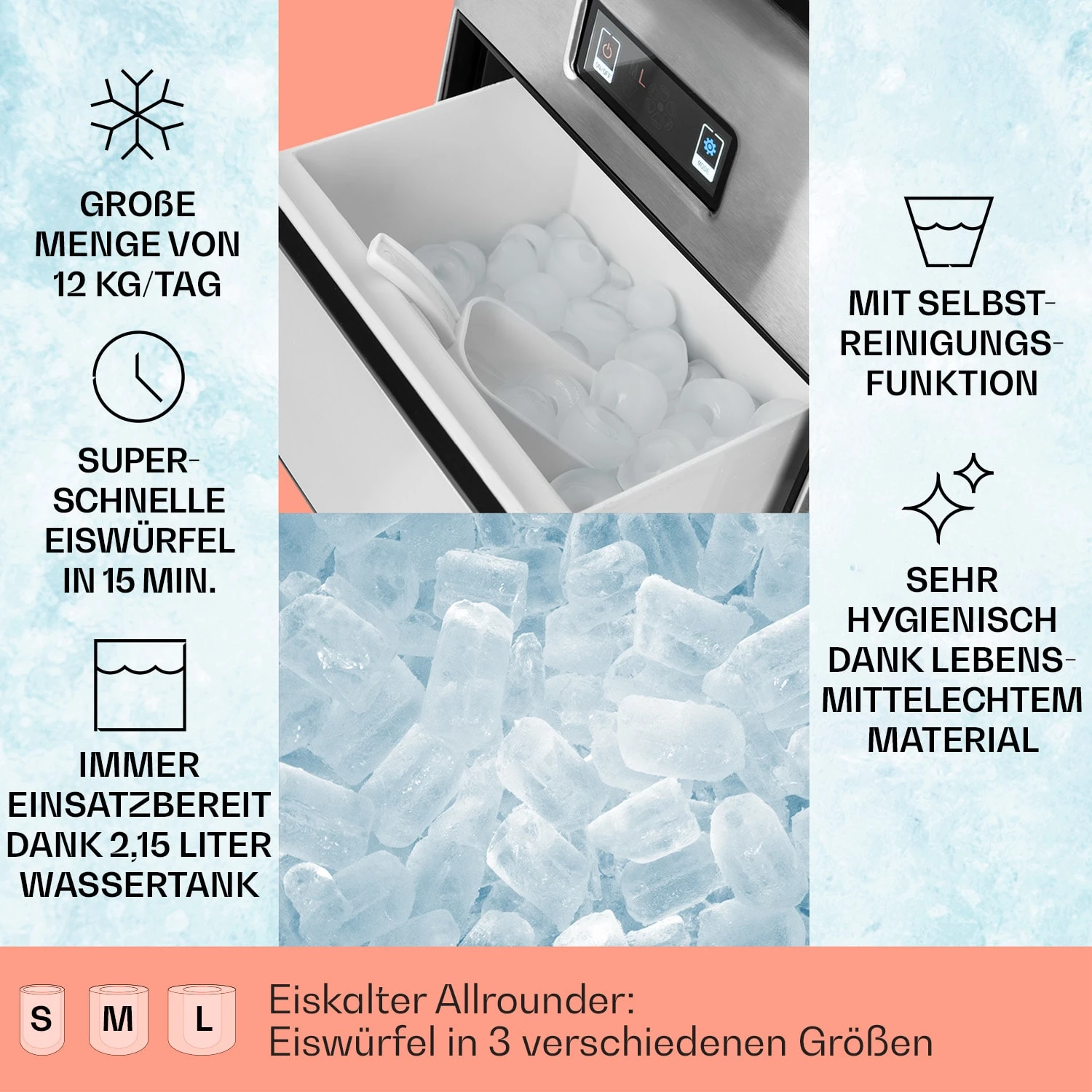 Metropolitan Eiswürfelmaschine 12kg/24h Digitales Display 2 Metropolitan Eiswürfelmaschine 12kg/24h Digitales Display – Bild 2