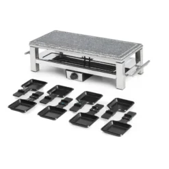 Schmelzlette Raclette 1500W Naturstein-Platte Edelstahlgehäuse -Haushaltsgerätegeschäft 10032028 yy 0004 detail Klarstein Schmelzlette Raclette 1500W Edelstahl