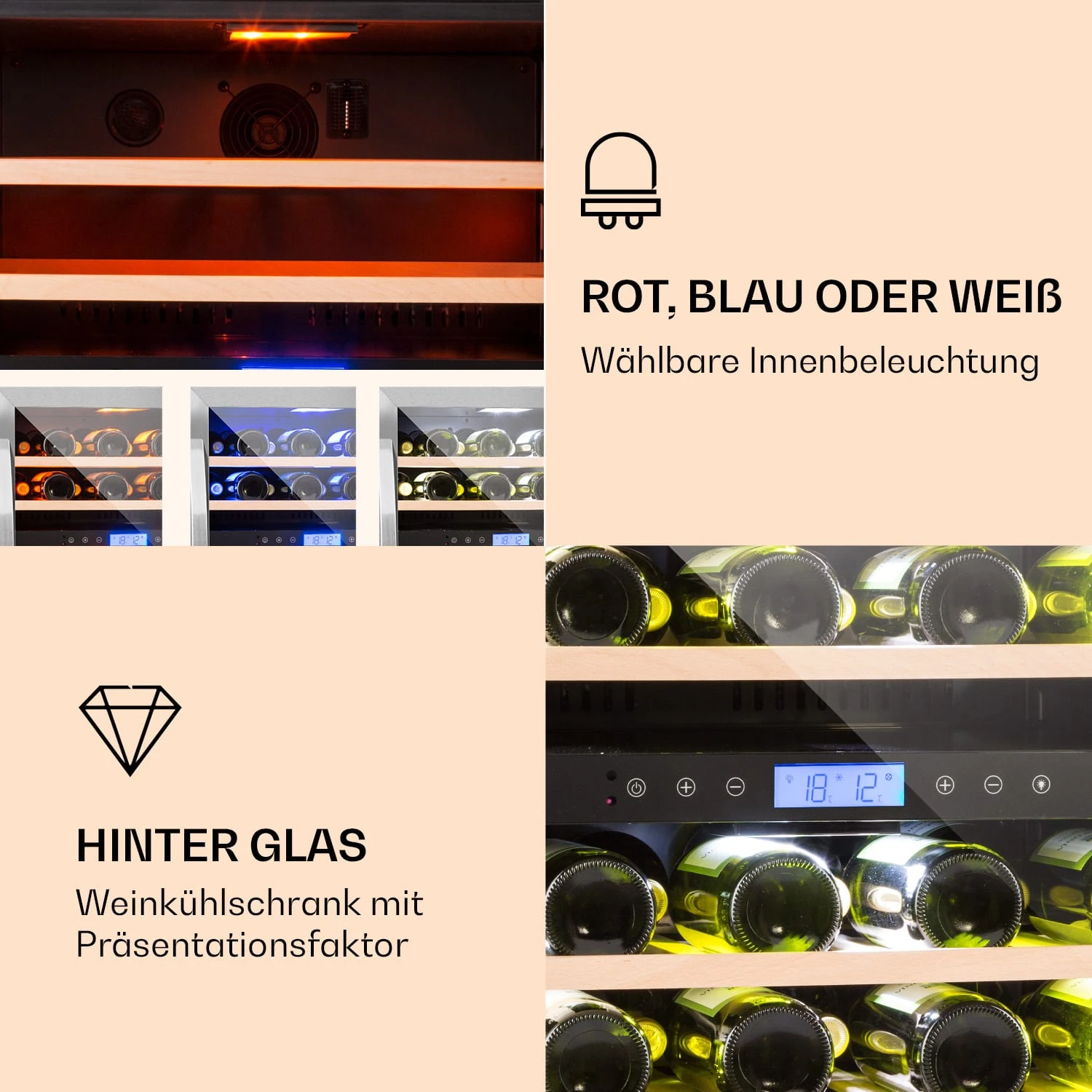 Vinovilla 43 Built-In Duo Weinkühlschrank 2 Zonen 129l 43 Fl Glastür 3 Vinovilla 43 Built-In Duo Weinkühlschrank 2 Zonen 129l 43 Fl Glastür – Bild 3