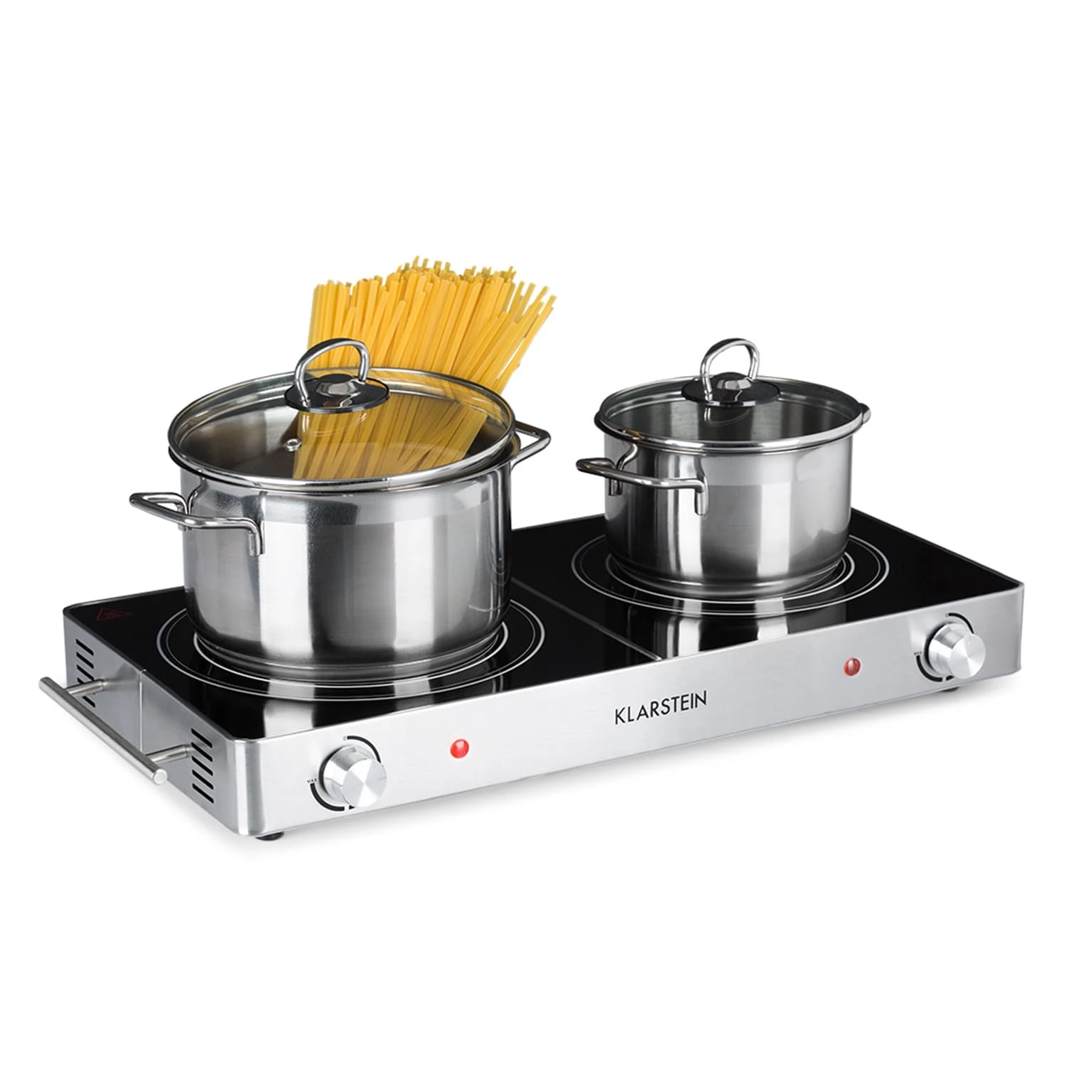 VariCook Duo Kochplatte 3000W Edelstahlgehäuse Tragegriffe 1 VariCook Duo Kochplatte 3000W Edelstahlgehäuse Tragegriffe