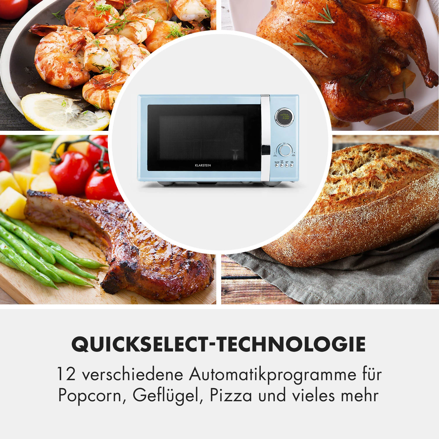 Fine Dinesty 2-in-1-Mikrowelle: 23l 800W / Grill: 1000W Blau 5 Fine Dinesty 2-in-1-Mikrowelle: 23l 800W / Grill: 1000W Blau – Bild 5