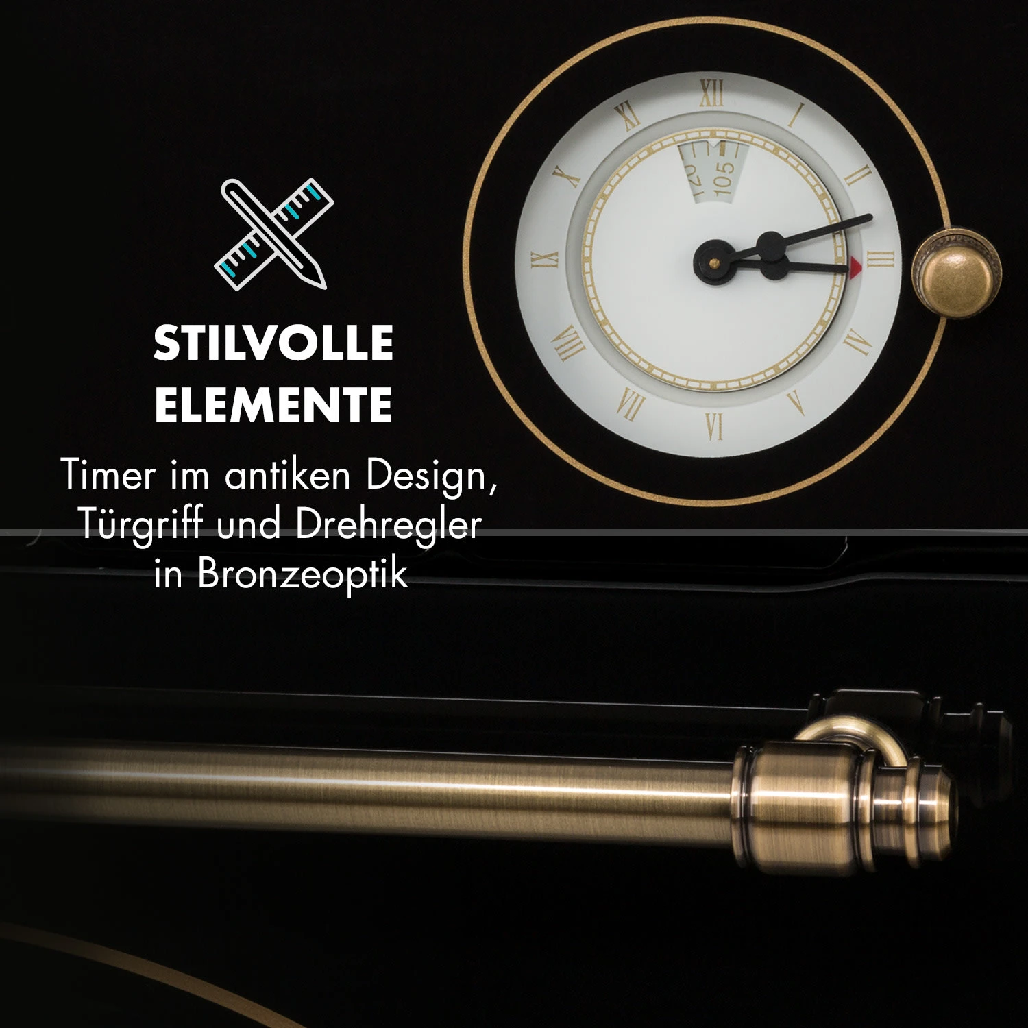 Victoria Einbaubackofen Retro-Design 9 Funktionen 50-250°C Schwarz 6 Victoria Einbaubackofen Retro-Design 9 Funktionen 50-250°C Schwarz – Bild 6