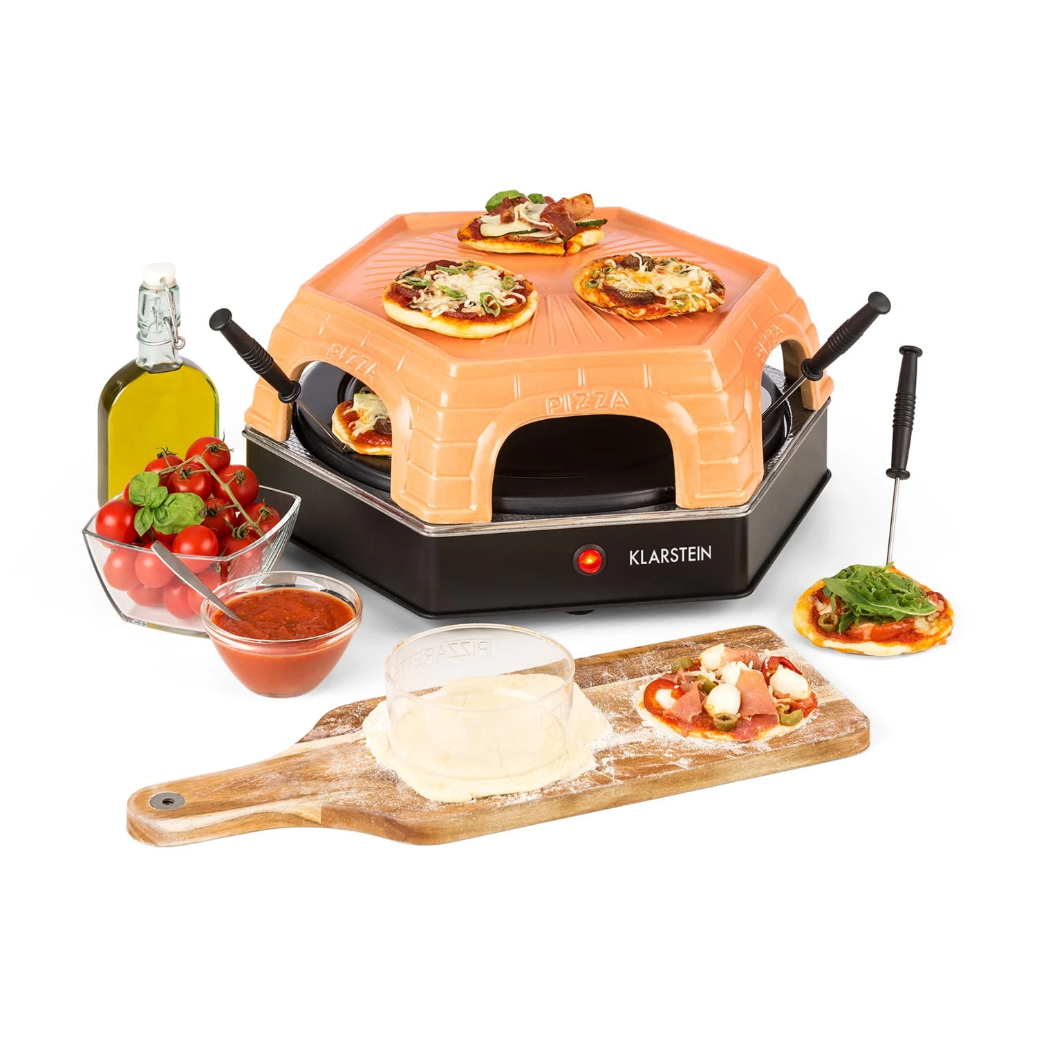 Capricciosa Pizzaofen 1500W Abdeckung Aus Terracotta Warmhaltefunktion 1 Capricciosa Pizzaofen 1500W Abdeckung Aus Terracotta Warmhaltefunktion