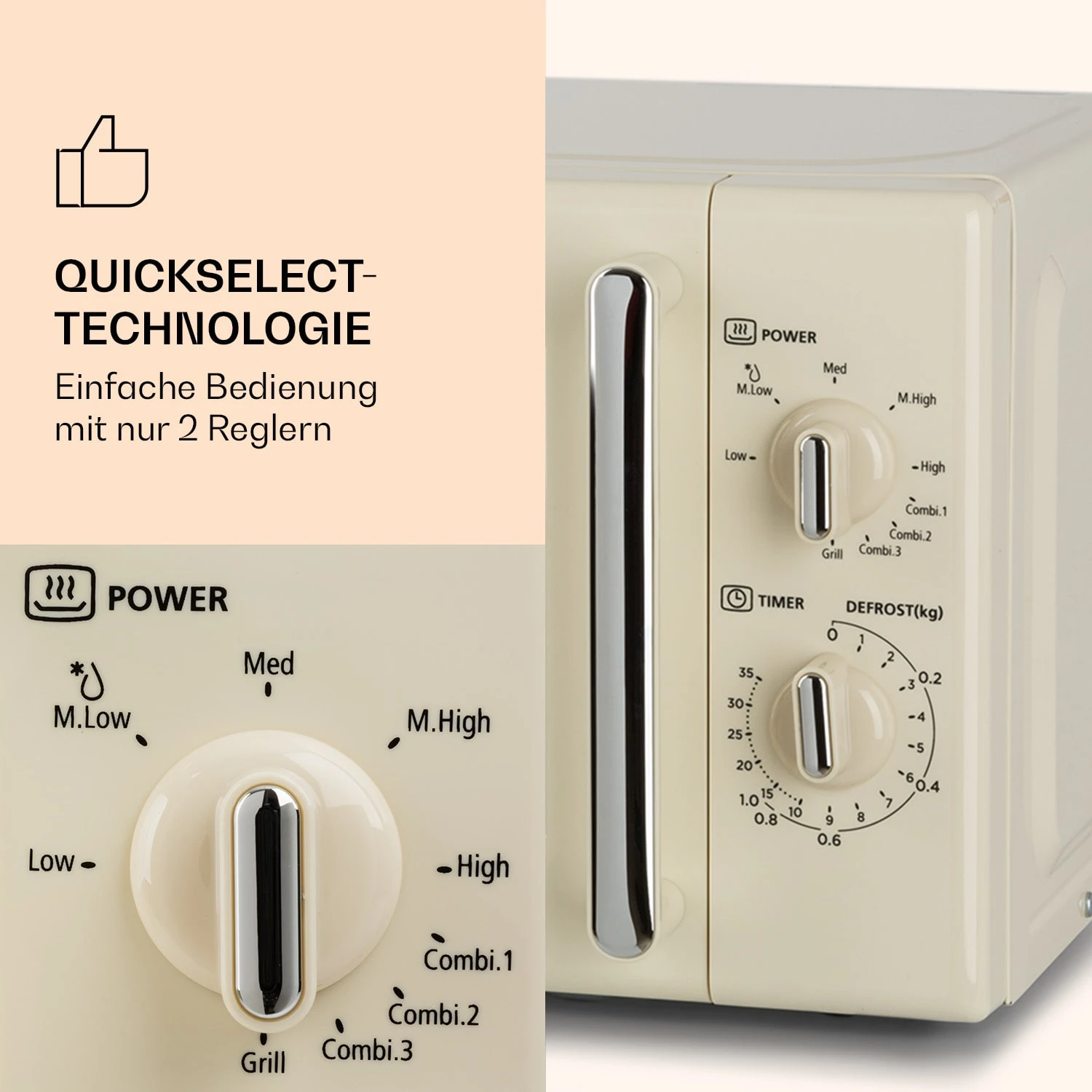 Caroline Mikrowellen-Grill 20 Ltr 700 W / 1000 W Ø 25,5cm Retro 4 Caroline Mikrowellen-Grill 20 Ltr 700 W / 1000 W Ø 25,5cm Retro – Bild 4