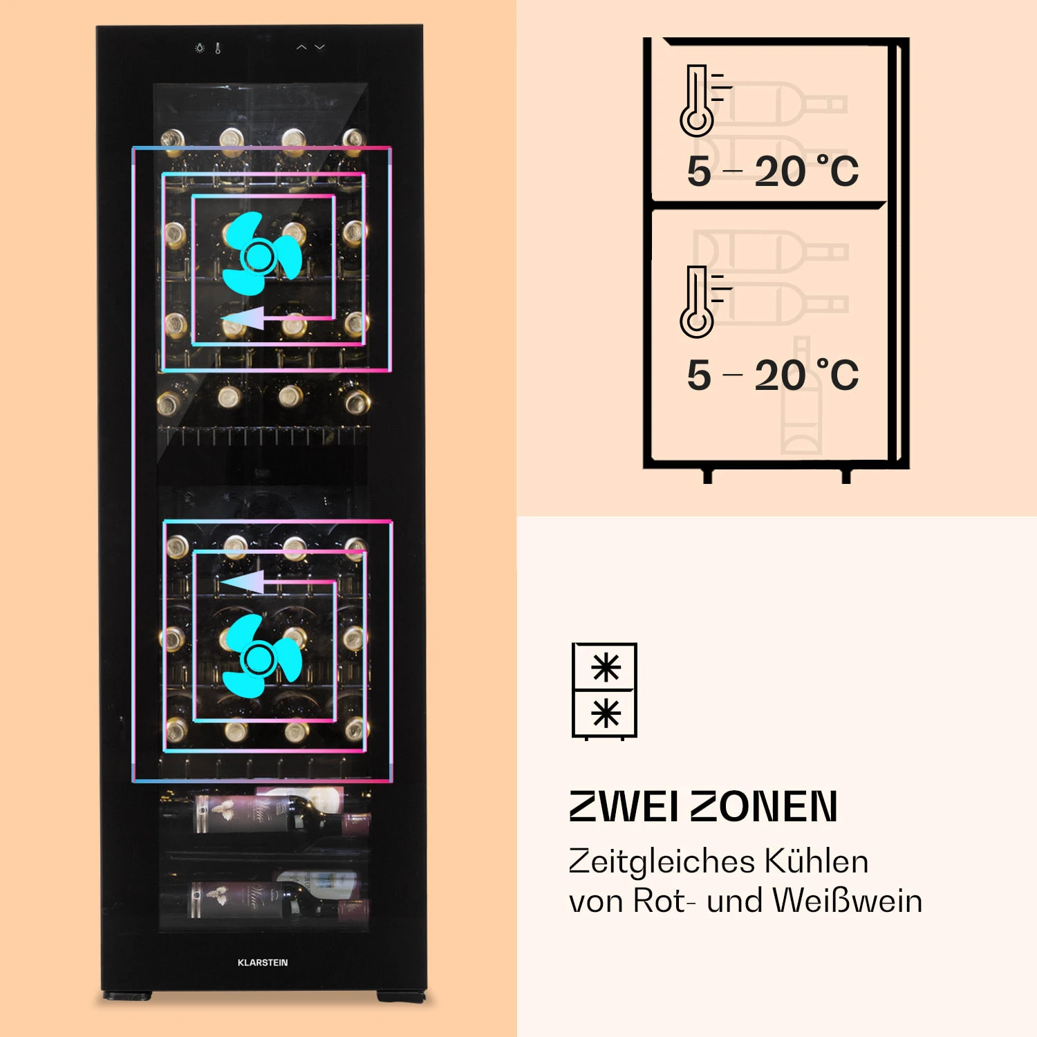 Shiraz 39 Duo Weinkühlschrank 2 Zonen 105l 39 Flaschen 4 Shiraz 39 Duo Weinkühlschrank 2 Zonen 105l 39 Flaschen – Bild 4