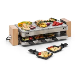 Prime-Rib Raclettegrill 8 Pers. 1500 W Natursteinplatte Edelstahl Holz