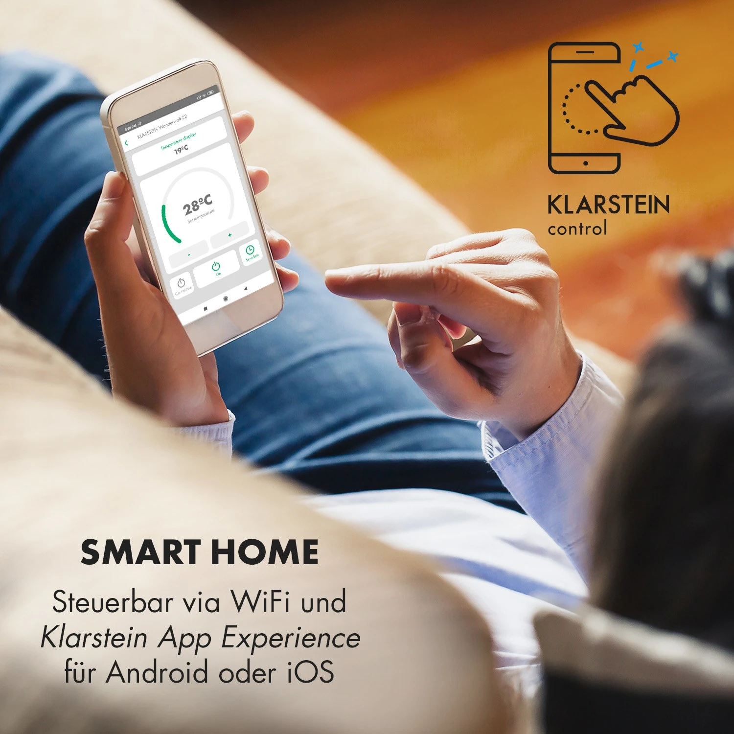 Wonderwall Smart Infrarotheizung 100x120cm App 1200W Wochentimer IP24 2 Wonderwall Smart Infrarotheizung 100x120cm App 1200W Wochentimer IP24 – Bild 2