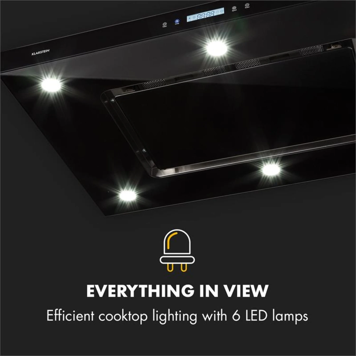 Valeria Inselabzugshaube 90cm 650m³/h Abluft Touch LED Glas Edelstahl 3 Valeria Inselabzugshaube 90cm 650m³/h Abluft Touch LED Glas Edelstahl – Bild 3