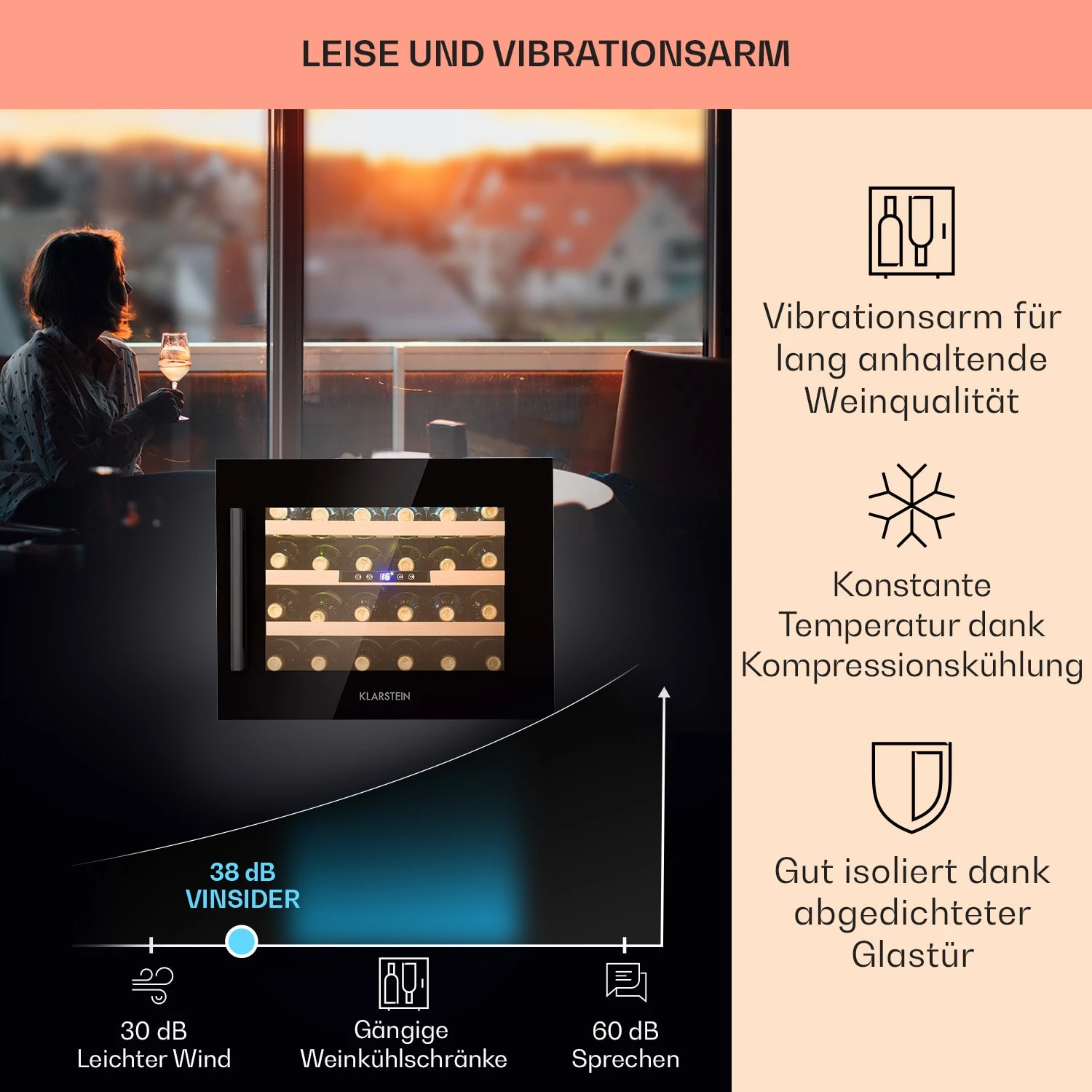Vinsider 24 Built-In Uno Onyx Einbau-Weinkühlschrank 24 Flaschen 57 L 4 Vinsider 24 Built-In Uno Onyx Einbau-Weinkühlschrank 24 Flaschen 57 L – Bild 4