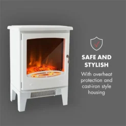 Meran Elektrischer Kamin 950/1850W 2-stufige Heizung Gusseisen-Stil 14 Meran Elektrischer Kamin 950/1850W 2-stufige Heizung Gusseisen-Stil -Haushaltsgerätegeschäft 10032974 yy 0007 logo Klarstein Meran Elektrischer Kamin weiss