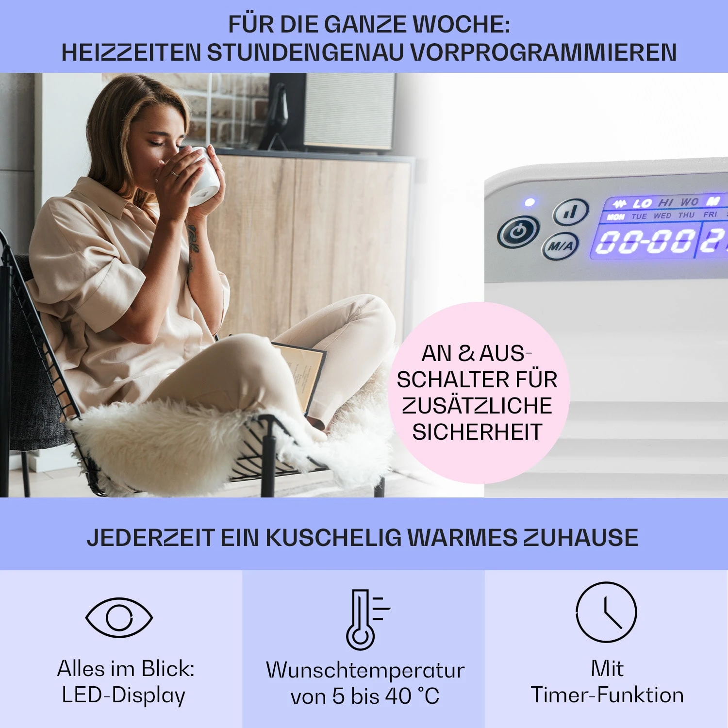 Hot Spot Slimcurve Heizgerät 80x40cm 40m² 2000W 5-40°C LED IP24 Weiß 3 Hot Spot Slimcurve Heizgerät 80x40cm 40m² 2000W 5-40°C LED IP24 Weiß – Bild 3