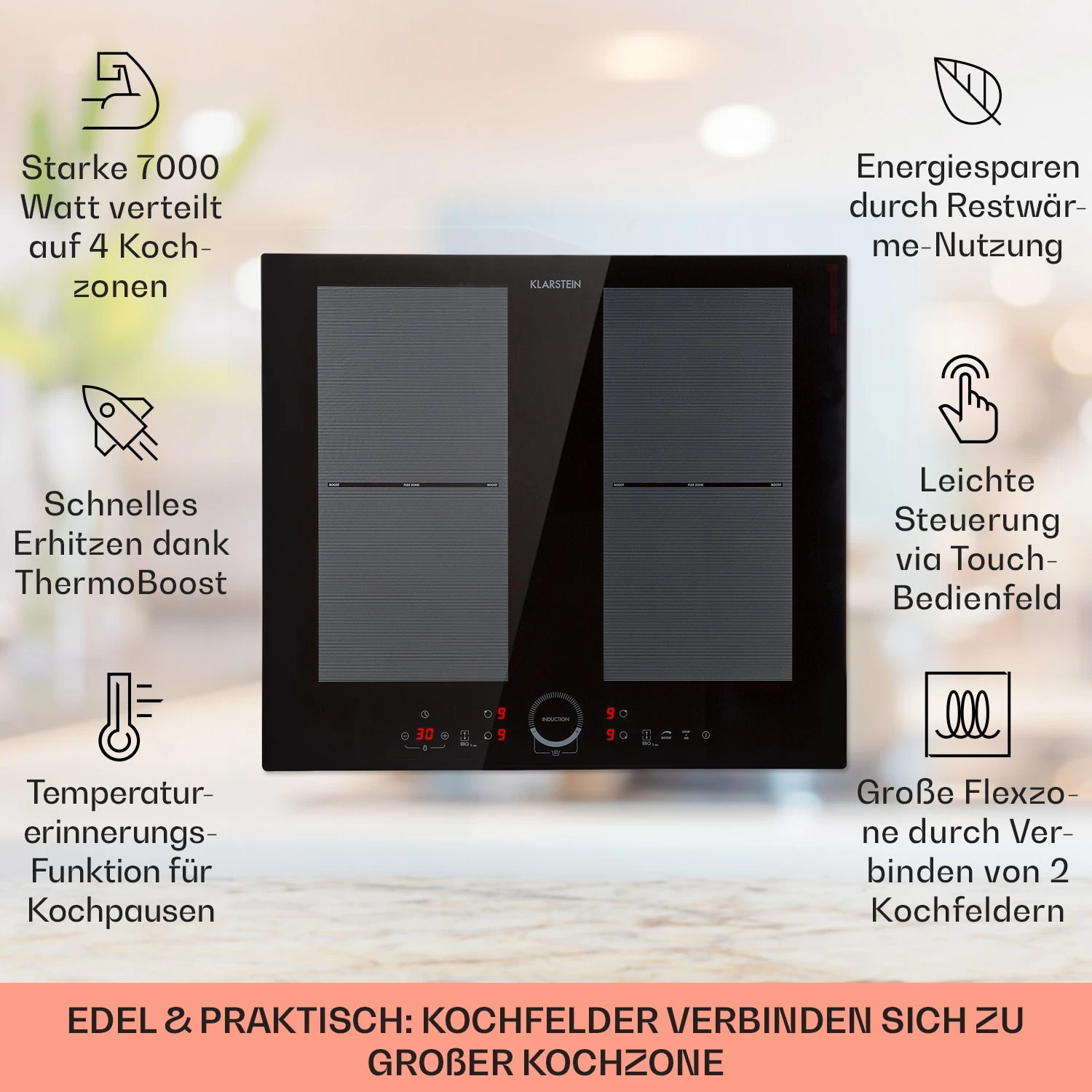 Delicatessa 60 Einbaukochfeld Induktion 4 Zonen 7000W Glaskeramik 2 Delicatessa 60 Einbaukochfeld Induktion 4 Zonen 7000W Glaskeramik – Bild 2