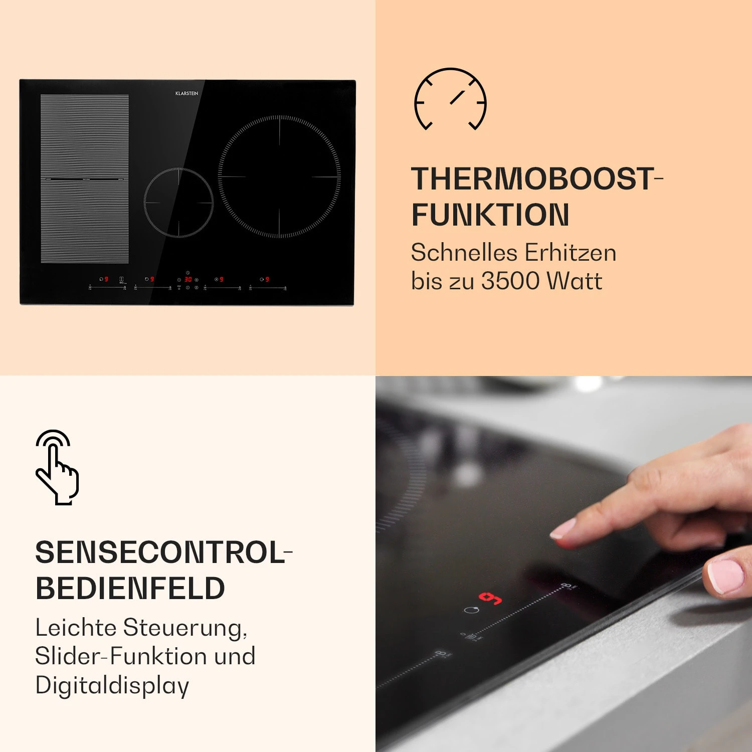 Delicatessa 77 Hybrid Einbaukochfeld Induktion 4 Zonen 7000W 3 Delicatessa 77 Hybrid Einbaukochfeld Induktion 4 Zonen 7000W – Bild 3