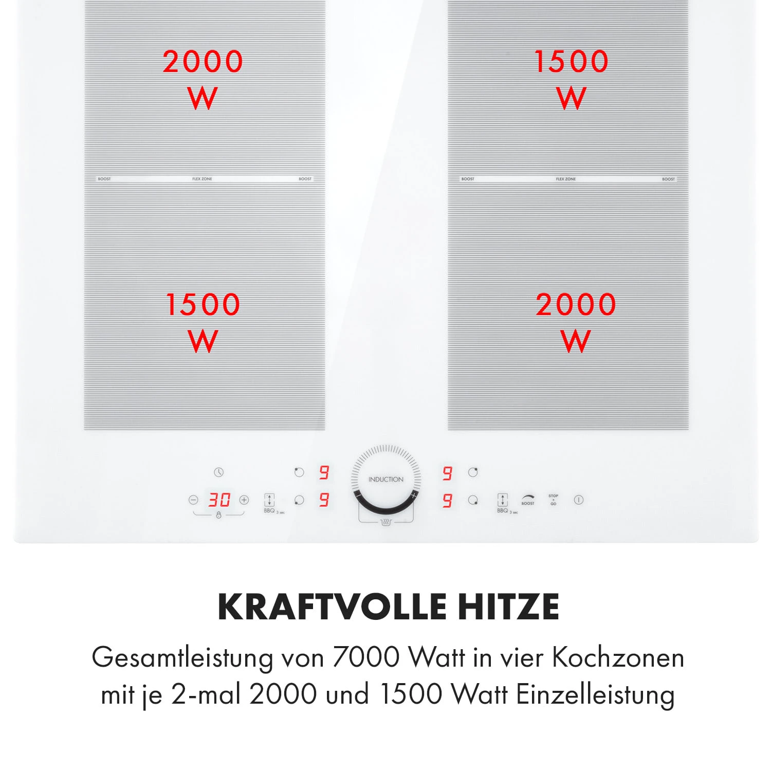 Delicatessa 60 Induktionskochfeld 4 Zonen 7000W Timer Weiß 4 Delicatessa 60 Induktionskochfeld 4 Zonen 7000W Timer Weiß – Bild 4