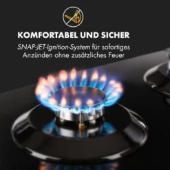 Ignito 5 Zonen Gaskochfeld 5-flammig Sabaf-Brenner Glaskeramik Schwarz -Haushaltsgerätegeschäft 10033133 de 0006 logo