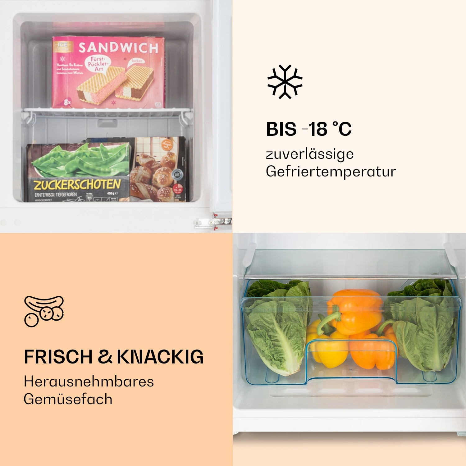 Audrey Kühl- & Gefrierkombination 97l/39l Retro-Look 2 Böden 4 Audrey Kühl- & Gefrierkombination 97l/39l Retro-Look 2 Böden – Bild 4