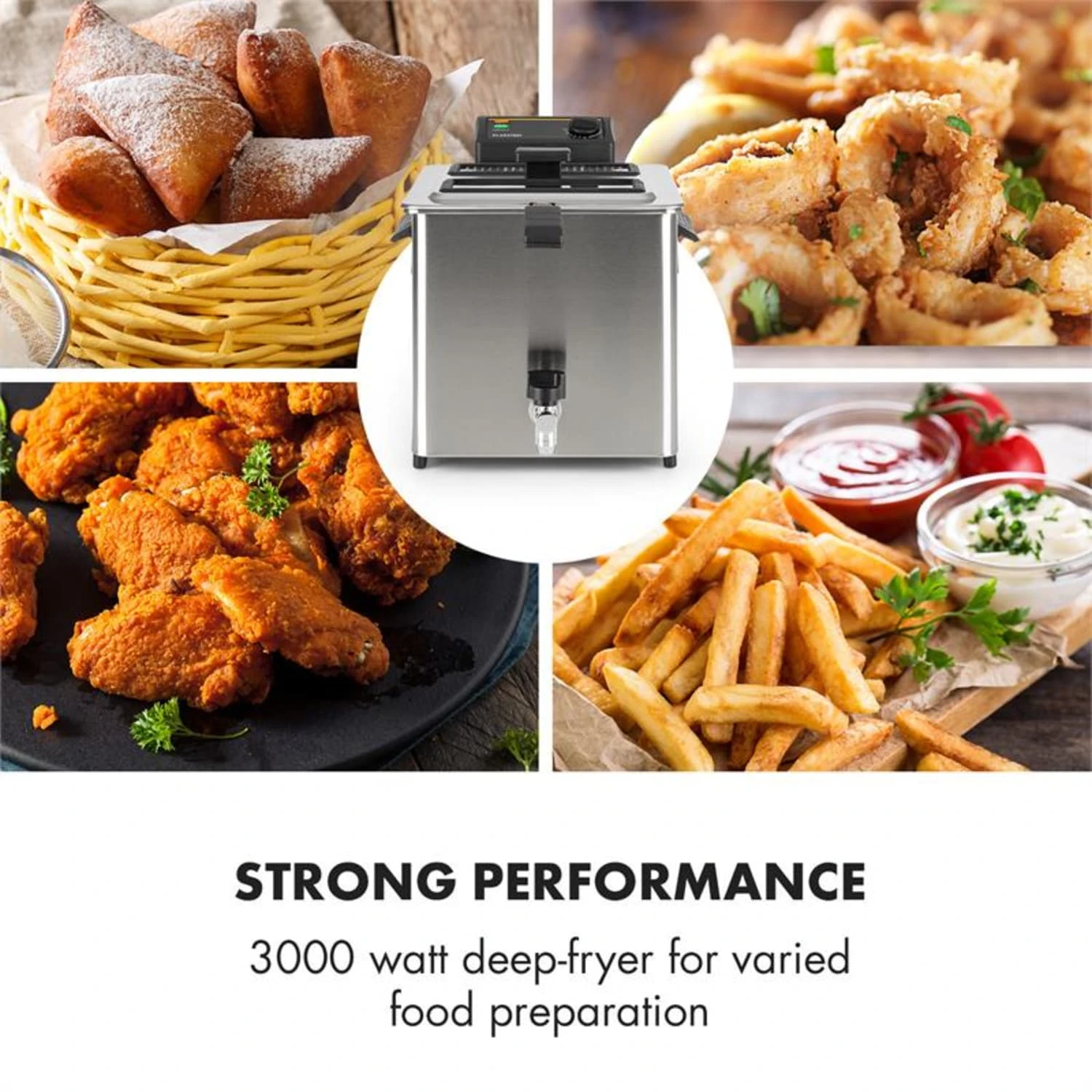 Family Fry Fritteuse 3000W Oil Drain Technology Edelstahl Silber 2 Family Fry Fritteuse 3000W Oil Drain Technology Edelstahl Silber – Bild 2