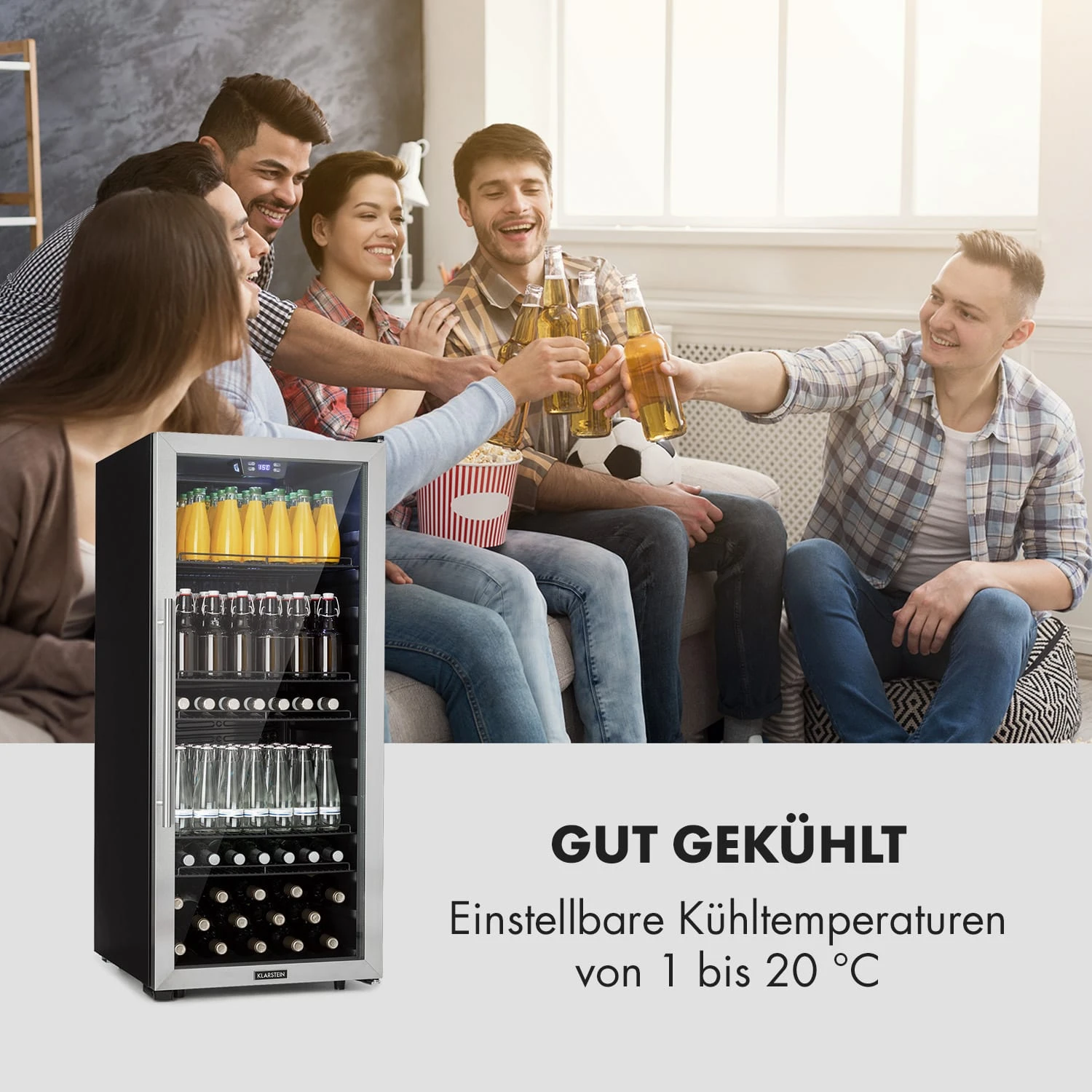 Beersafe 7XL Kühlschrank 242 Liter 5 Böden Panoramaglastür Edelstahl 2 Beersafe 7XL Kühlschrank 242 Liter 5 Böden Panoramaglastür Edelstahl – Bild 2