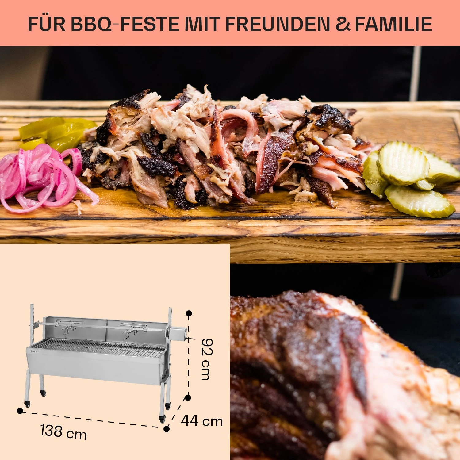 Sauenland Pro Spanferkelgrill Drehspieß 13W 4 Rollen Edelstahl 6 Sauenland Pro Spanferkelgrill Drehspieß 13W 4 Rollen Edelstahl – Bild 6