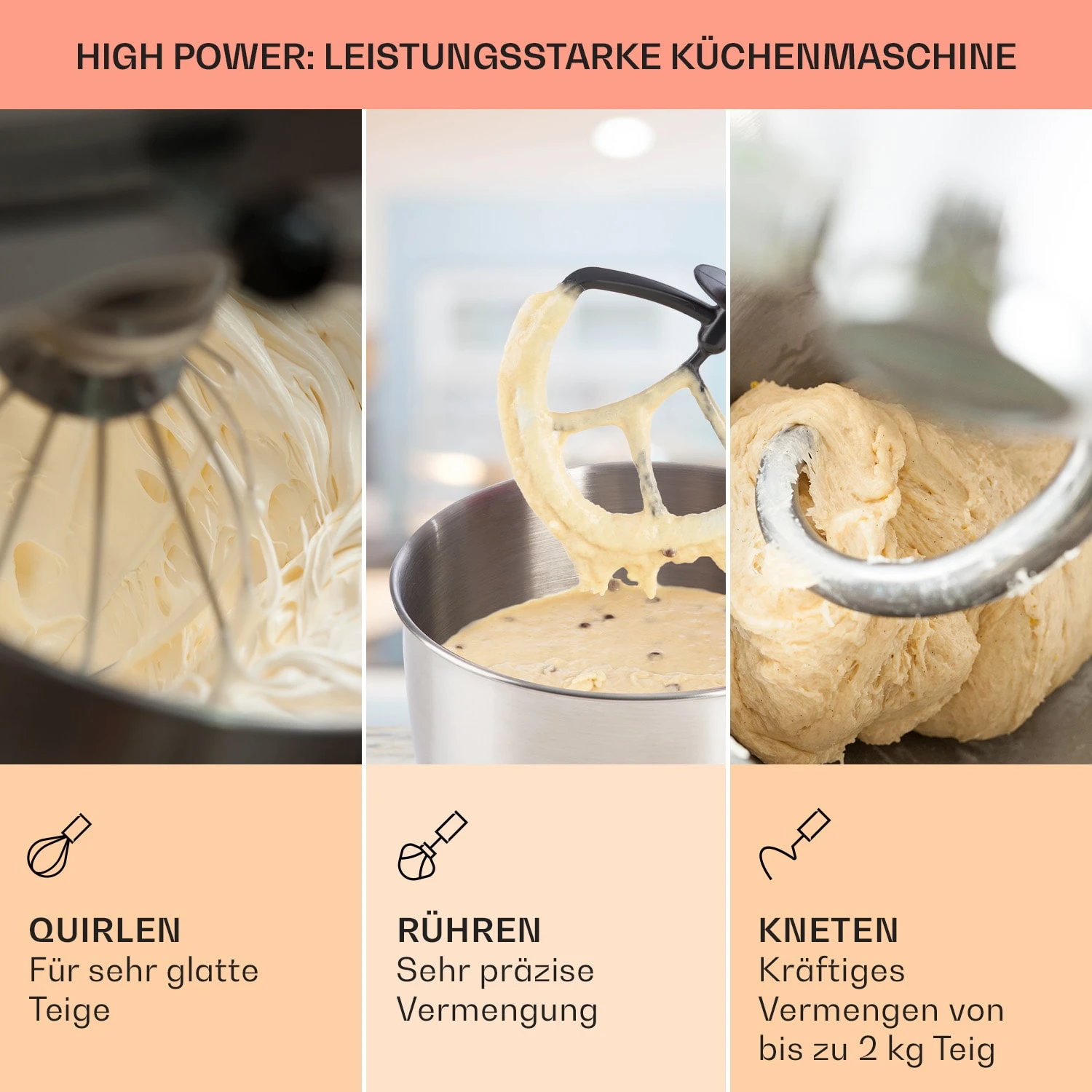 Bella Pico 2G Küchenmaschine 1300W 1,7PS 6 Stufen 5 Liter 2 Bella Pico 2G Küchenmaschine 1300W 1,7PS 6 Stufen 5 Liter – Bild 2
