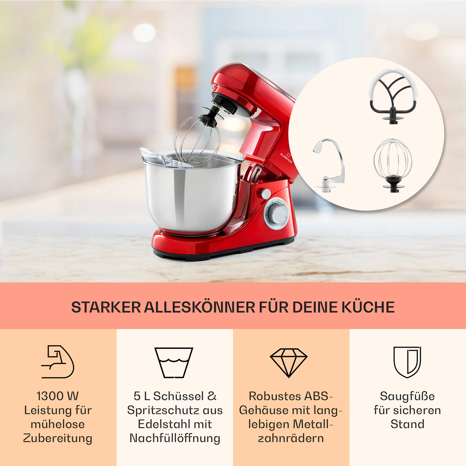 Bella Pico 2G Küchenmaschine 1300W 1,7PS 6 Stufen 5 Liter 3 Bella Pico 2G Küchenmaschine 1300W 1,7PS 6 Stufen 5 Liter – Bild 3