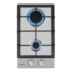 Ignito Domino Gaskochfeld 2-flammig Sabaf-Brenner Edelstahl Silber