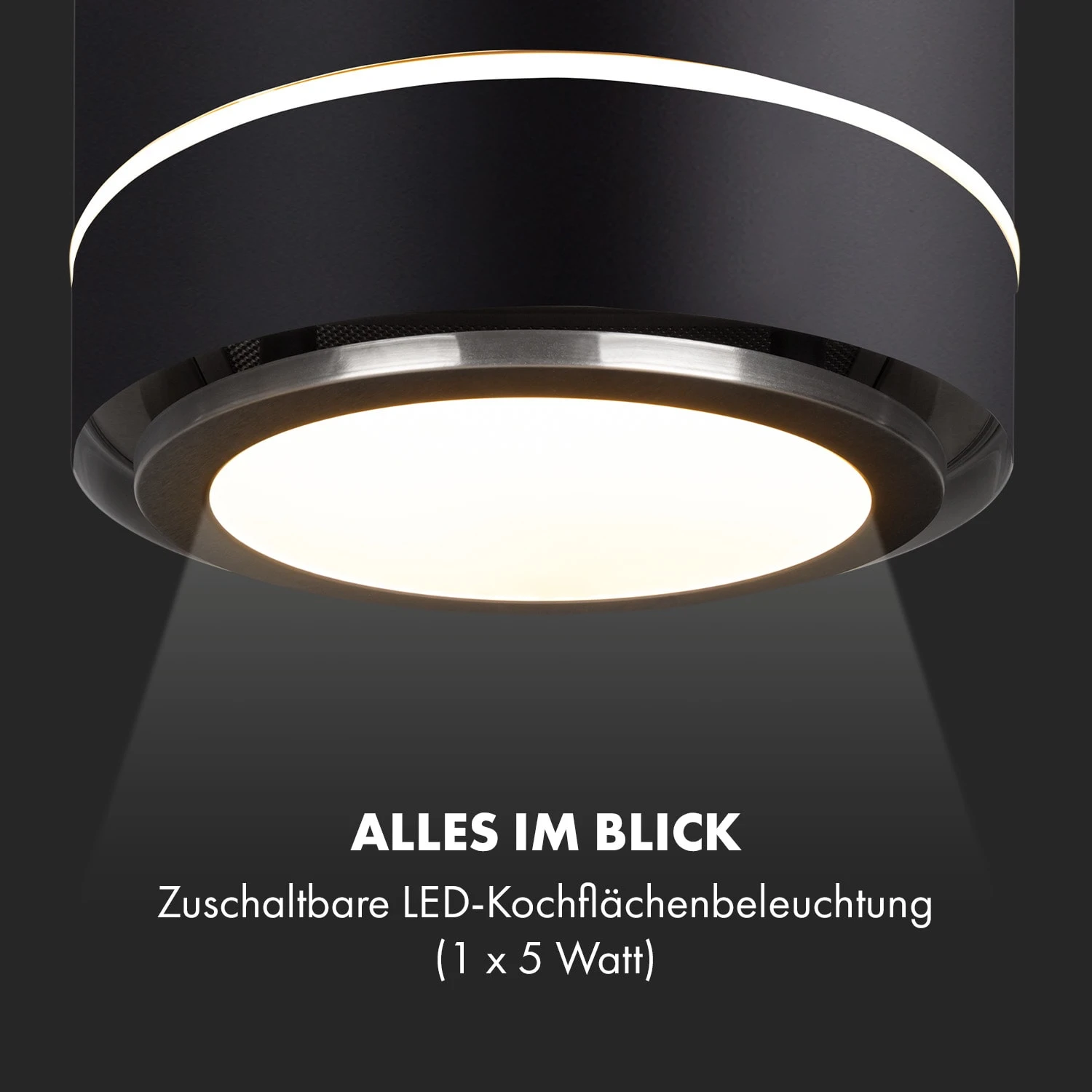 Tron Ambience Inselabzugshaube Ø38cm Umluft 540m³/h LED Schwarz 8 Tron Ambience Inselabzugshaube Ø38cm Umluft 540m³/h LED Schwarz – Bild 8
