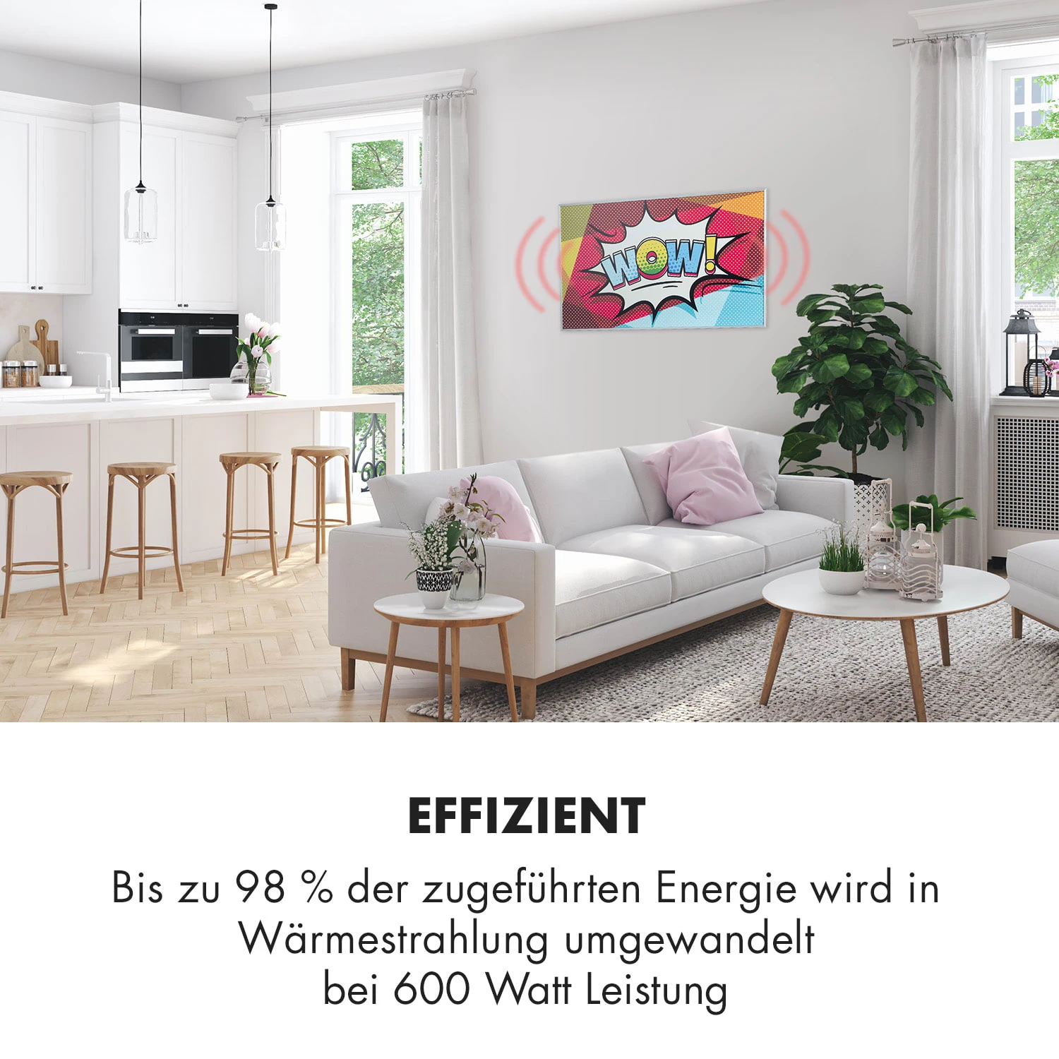 Wonderwall Air Art 60 Infrarotheizung 101x60cm 600W Wandinstallation Fernbedienung 2 Wonderwall Air Art 60 Infrarotheizung 101x60cm 600W Wandinstallation Fernbedienung – Bild 2
