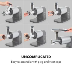 Mett Max Elektrischer Fleischwolf 600W Kupfermotor Aluminium 10 Mett Max Elektrischer Fleischwolf 600W Kupfermotor Aluminium -Haushaltsgerätegeschäft 10034244 yy 0003 logo Klarstein Mett Max elektrischer Fleischwolf grau