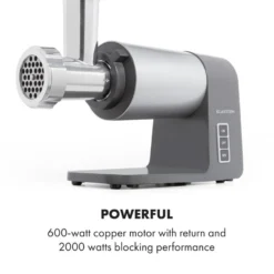 Mett Max Elektrischer Fleischwolf 600W Kupfermotor Aluminium 14 Mett Max Elektrischer Fleischwolf 600W Kupfermotor Aluminium -Haushaltsgerätegeschäft 10034244 yy 0007 logo Klarstein Mett Max elektrischer Fleischwolf grau