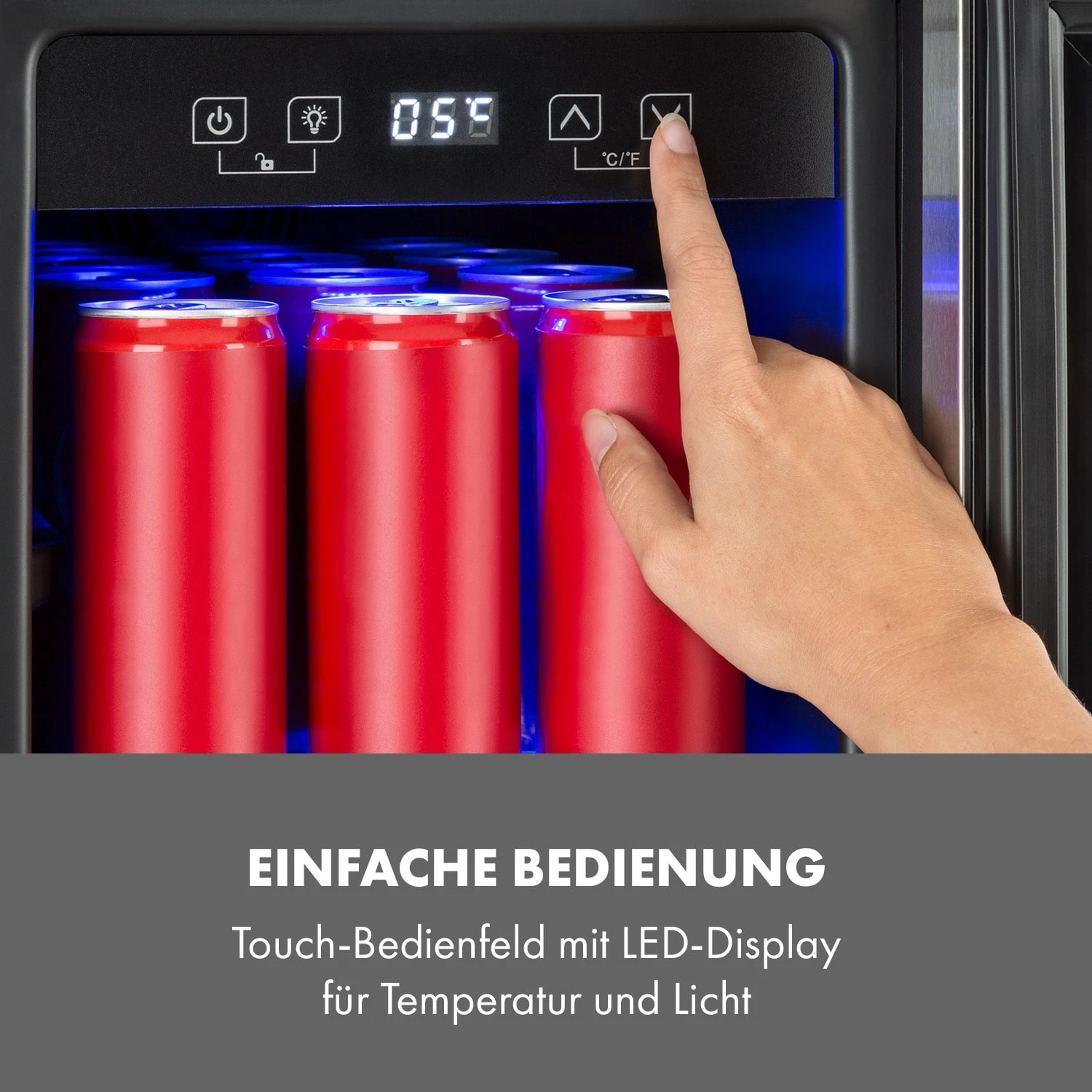 Beerlager 56 Getränkekühlschrank 56l 20 Fl. Glastür Touch-Bedienfeld Edelstah 5 Beerlager 56 Getränkekühlschrank 56l 20 Fl. Glastür Touch-Bedienfeld Edelstah – Bild 5