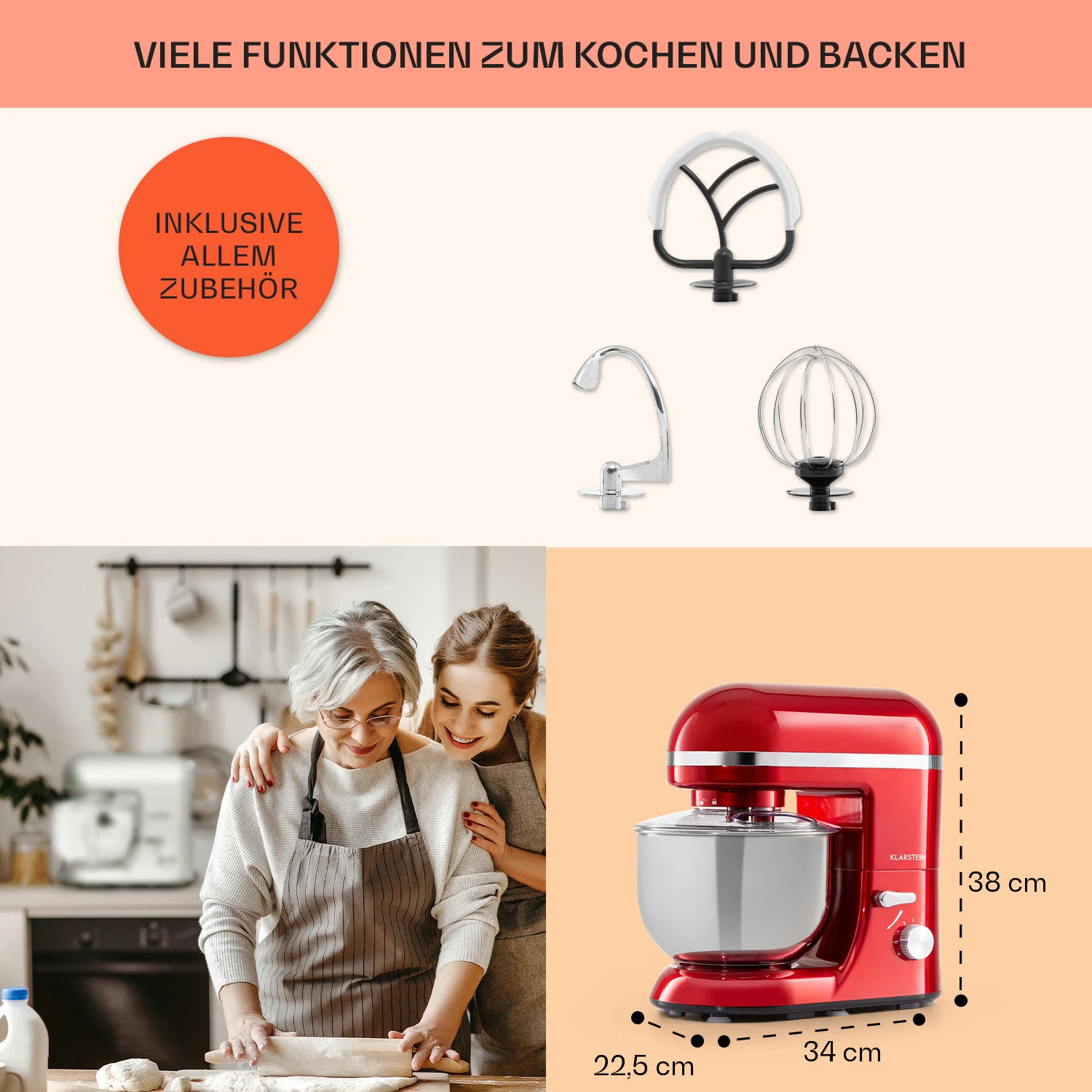 Bella Elegance Küchenmaschine 2000 W 2,7 PS 5,2 Ltr Edelstahl BPA-frei 5 Bella Elegance Küchenmaschine 2000 W 2,7 PS 5,2 Ltr Edelstahl BPA-frei – Bild 5