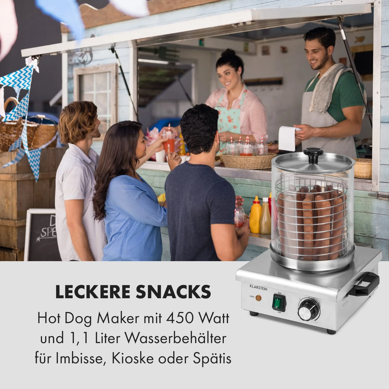 Wurstfabrik 450 Hot Dog Maker 450W 5L 30-100°C Glas Edelstahl 2 Wurstfabrik 450 Hot Dog Maker 450W 5L 30-100°C Glas Edelstahl – Bild 2