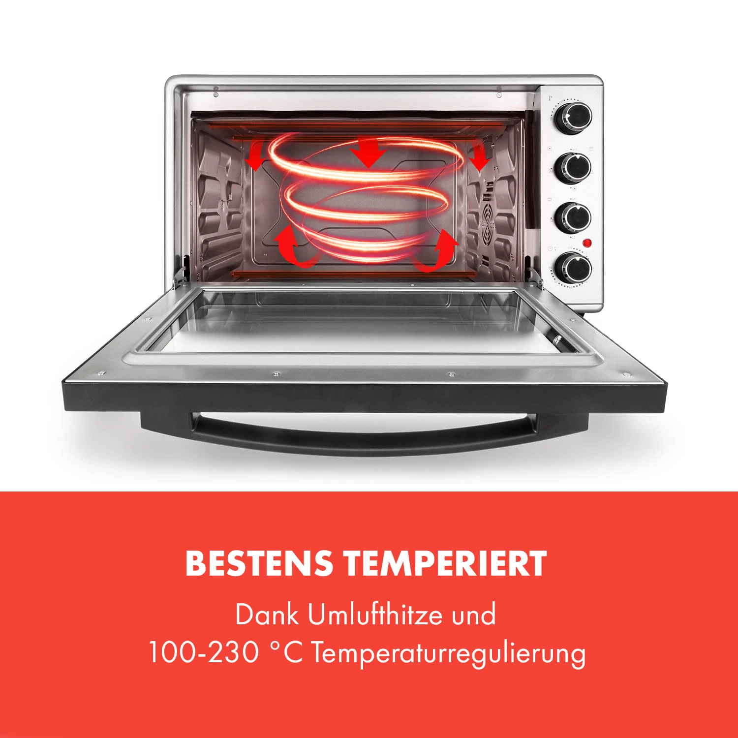 Masterchef 60 Mini-Backofen 60l 2000W 100-230 °C Timer Silber 3 Masterchef 60 Mini-Backofen 60l 2000W 100-230 °C Timer Silber – Bild 3
