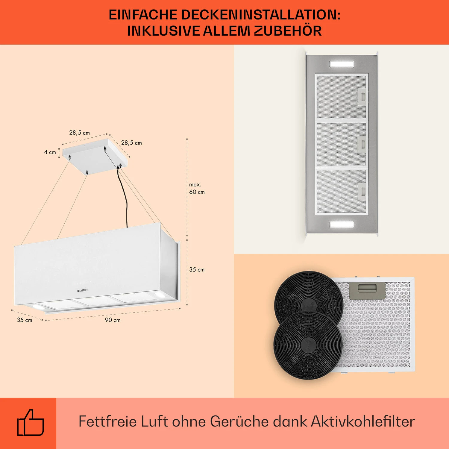 Kronleuchter XL Inselabzugshaube 90cm Umluft 590m³/h LED Touch Weiß 5 Kronleuchter XL Inselabzugshaube 90cm Umluft 590m³/h LED Touch Weiß – Bild 5