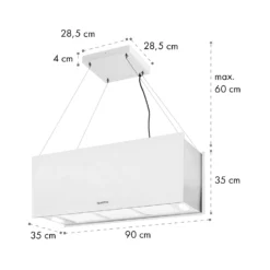 Kronleuchter XL Inselabzugshaube 90cm Umluft 590m³/h LED Touch Weiß 16 Kronleuchter XL Inselabzugshaube 90cm Umluft 590m³/h LED Touch Weiß -Haushaltsgerätegeschäft 10034523 yy 0011 dimensions