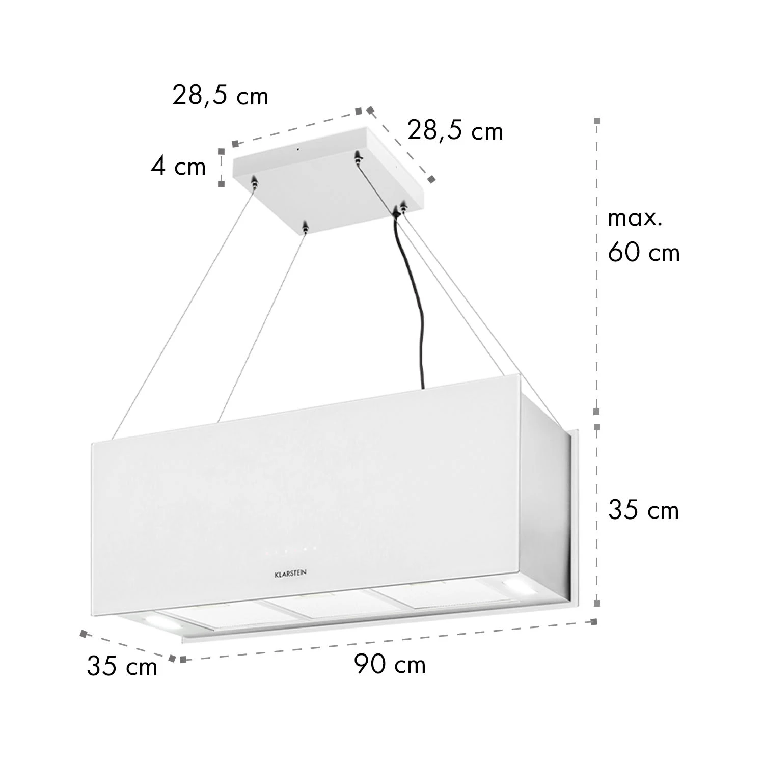 Kronleuchter XL Inselabzugshaube 90cm Umluft 590m³/h LED Touch Weiß 8 Kronleuchter XL Inselabzugshaube 90cm Umluft 590m³/h LED Touch Weiß – Bild 8