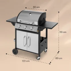Tomahawk Gasgrill 3 X 3,6 KW Brenner 60 X 43,5 Cm Grill Edelstahl -Haushaltsgerätegeschäft 10034711 yy 0007 dimensions