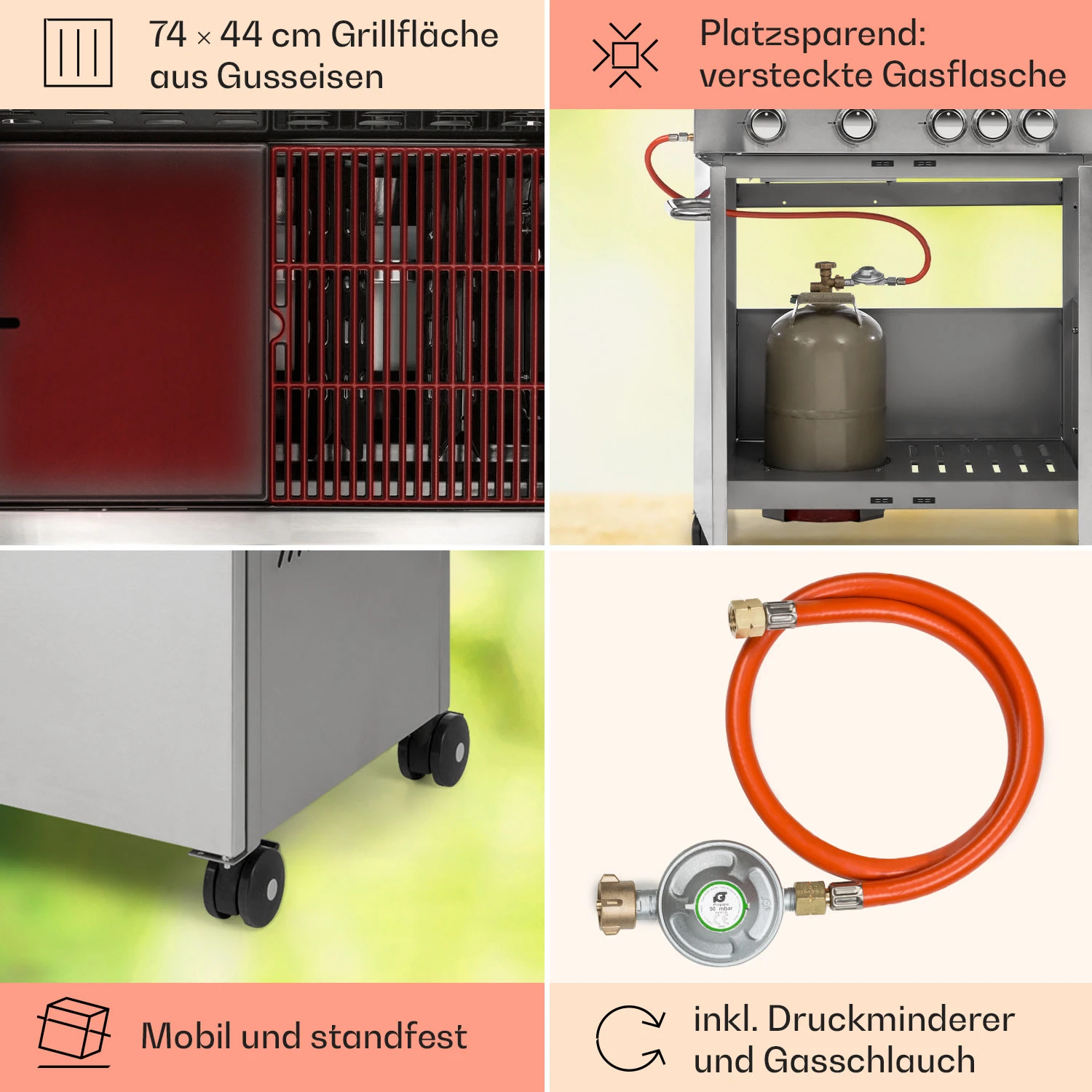 Valkyrie Gasgrill 4x3,5 KW + 3,15 KW Brenner 74x44 Cm Grill Edelstahl 5 Valkyrie Gasgrill 4x3,5 KW + 3,15 KW Brenner 74x44 Cm Grill Edelstahl – Bild 5