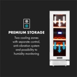 Vinovilla 17 Built-In Duo Zweizonen-Weinkühlschrank 53l 17 Fl. 3-Farben Glastür -Haushaltsgerätegeschäft 10034725 yy 0007 logo Klarstein Vinovilla 17 2 Zonen Weinkuehlschrank weiss