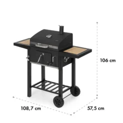 Meat Machine Holzkohlegrill BBQ 45x32,5cm Thermometer Bodenrollen 17 Meat Machine Holzkohlegrill BBQ 45x32,5cm Thermometer Bodenrollen -Haushaltsgerätegeschäft 10034819 yy 0009 logo Klarstein Meat Machine Holzkohlegrill schwarz